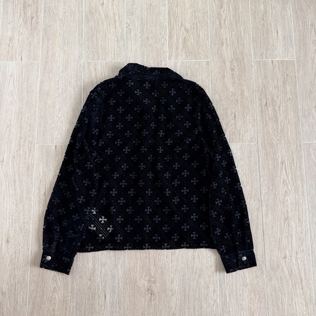 Chrome Hearts ch 克罗心  丝绒十字架镂空衬衫 女款