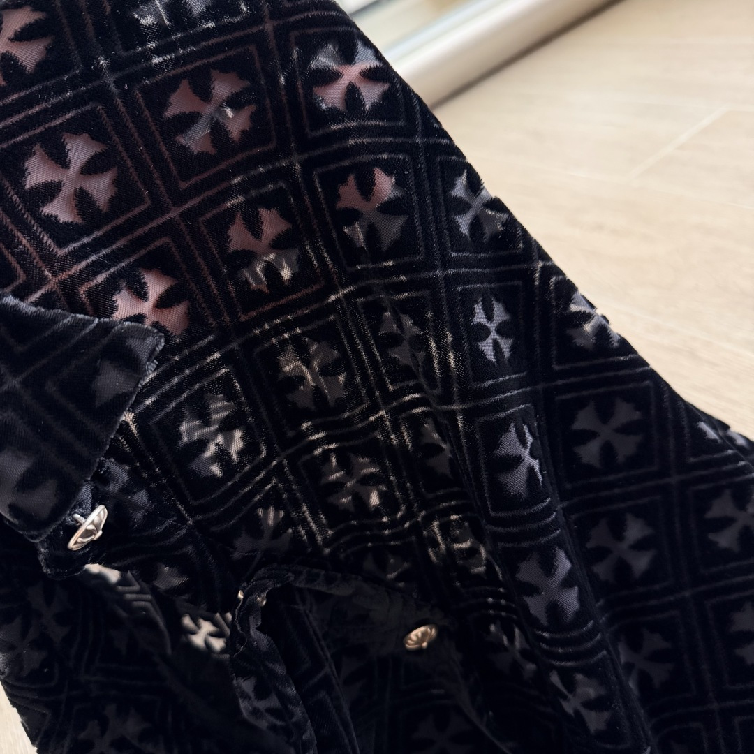 Chrome Hearts ch 克罗心  丝绒十字架镂空衬衫 女款
