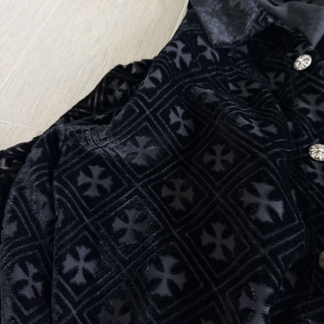 Chrome Hearts ch 克罗心  丝绒十字架镂空衬衫 女款