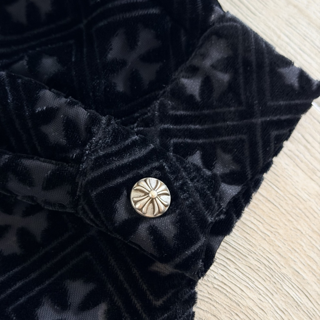 Chrome Hearts ch 克罗心  丝绒十字架镂空衬衫 女款