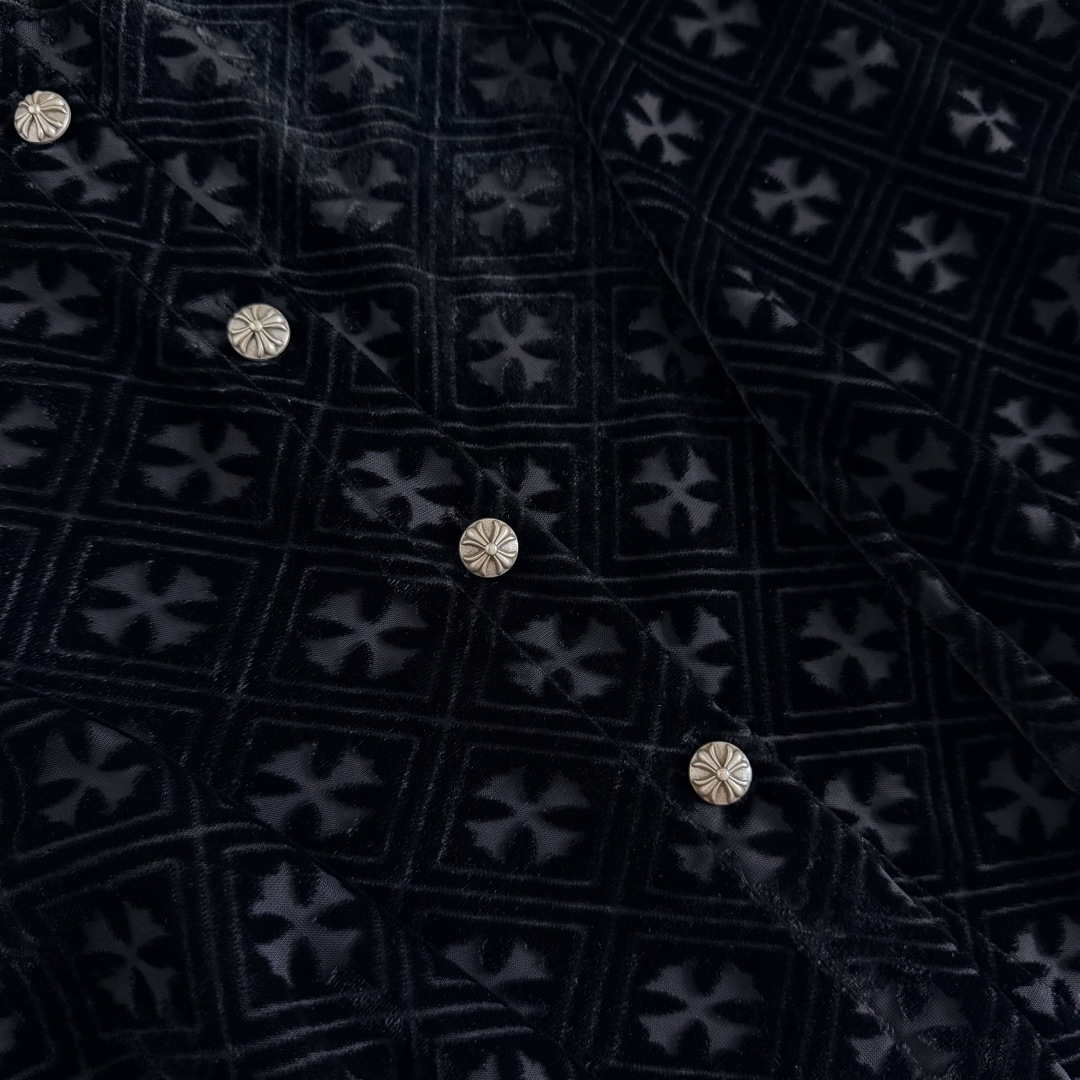 Chrome Hearts ch 克罗心  丝绒十字架镂空衬衫 女款
