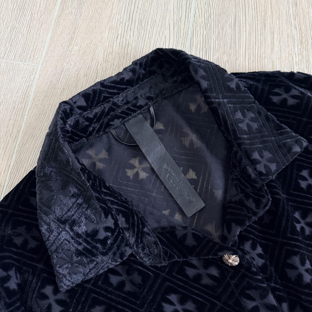 Chrome Hearts ch 克罗心  丝绒十字架镂空衬衫 女款