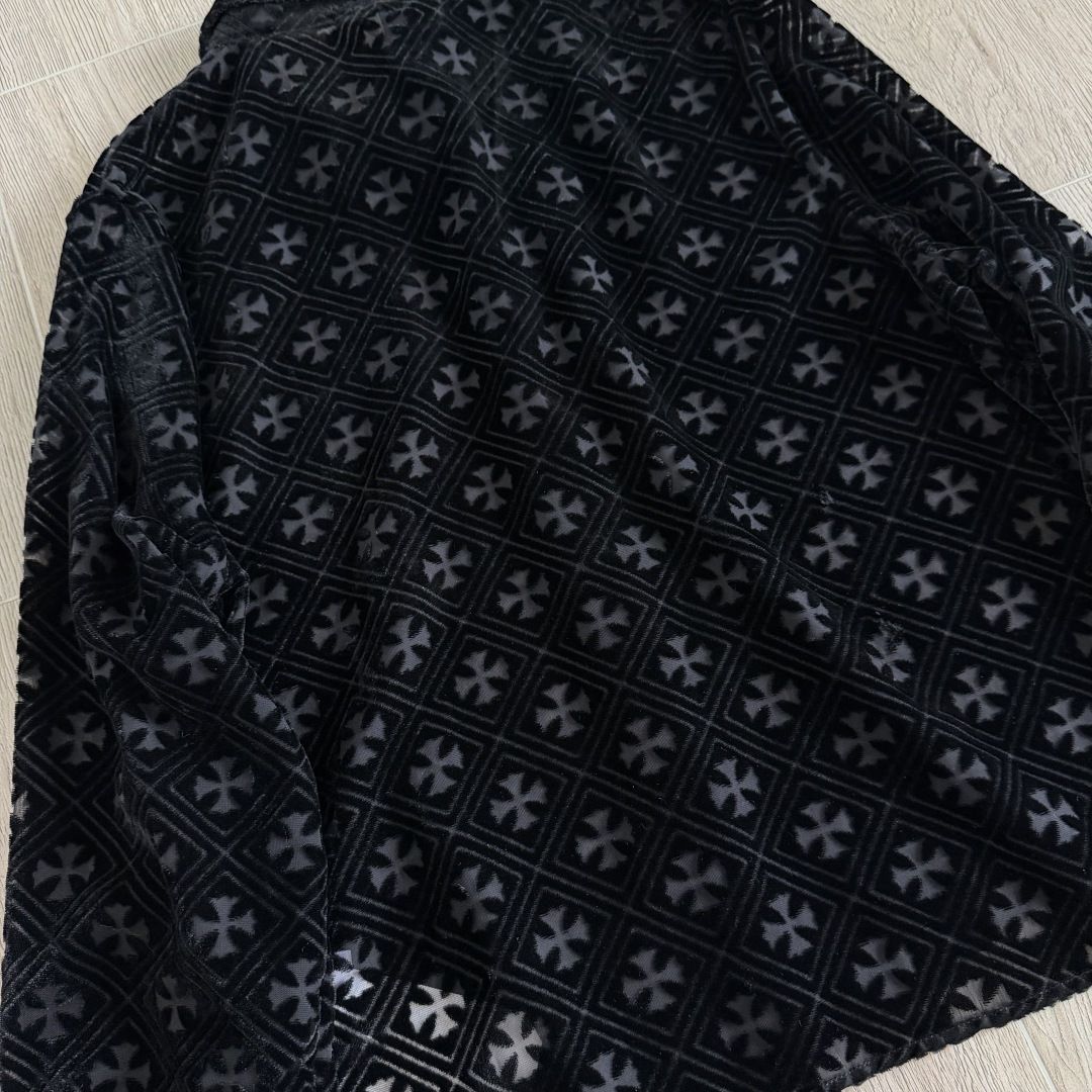 Chrome Hearts ch 克罗心  丝绒十字架镂空衬衫 女款