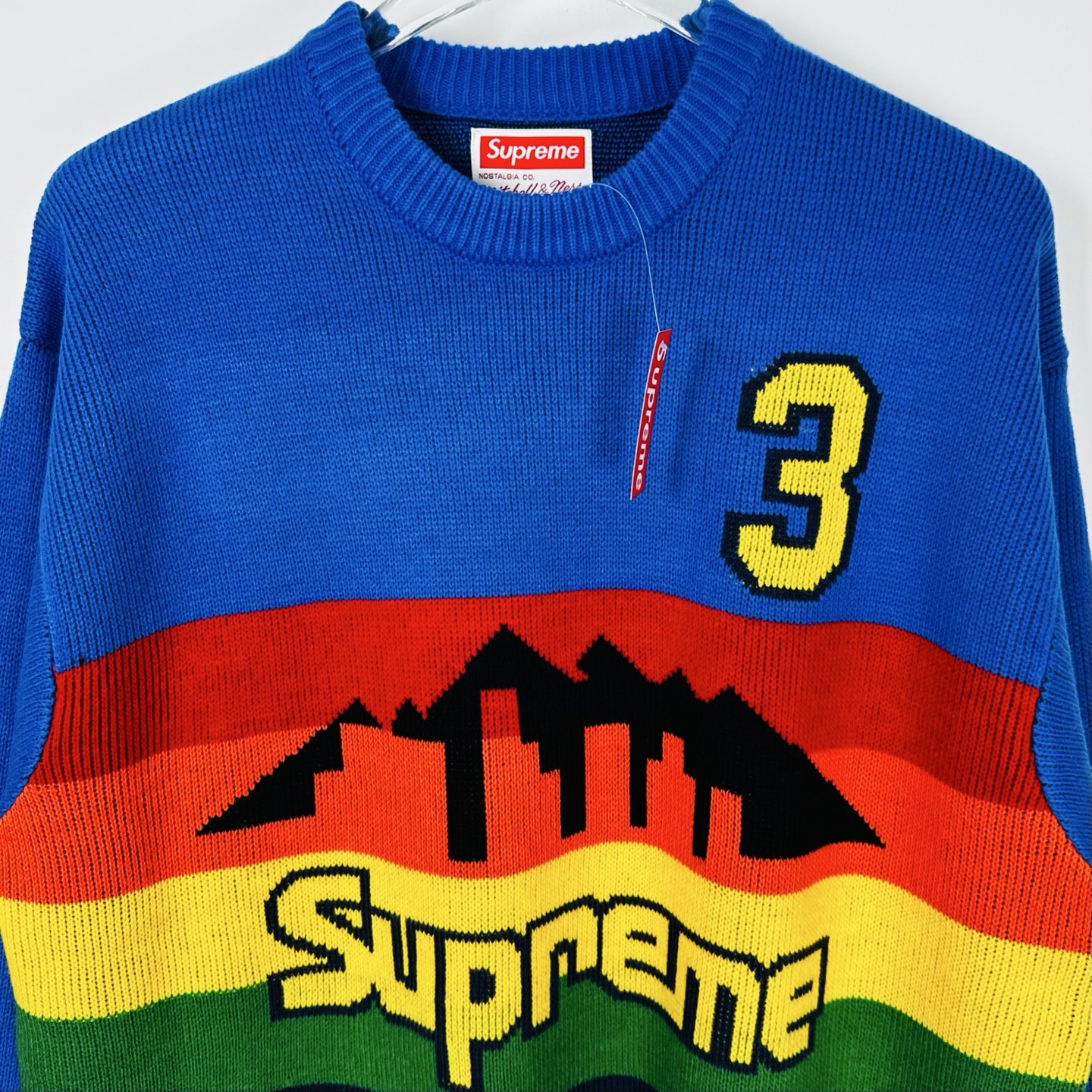 Supreme Mitchell Ness 联名款 掘金队城市天际线毛衣 针织衫 外套 秋冬 长袖 蓝色