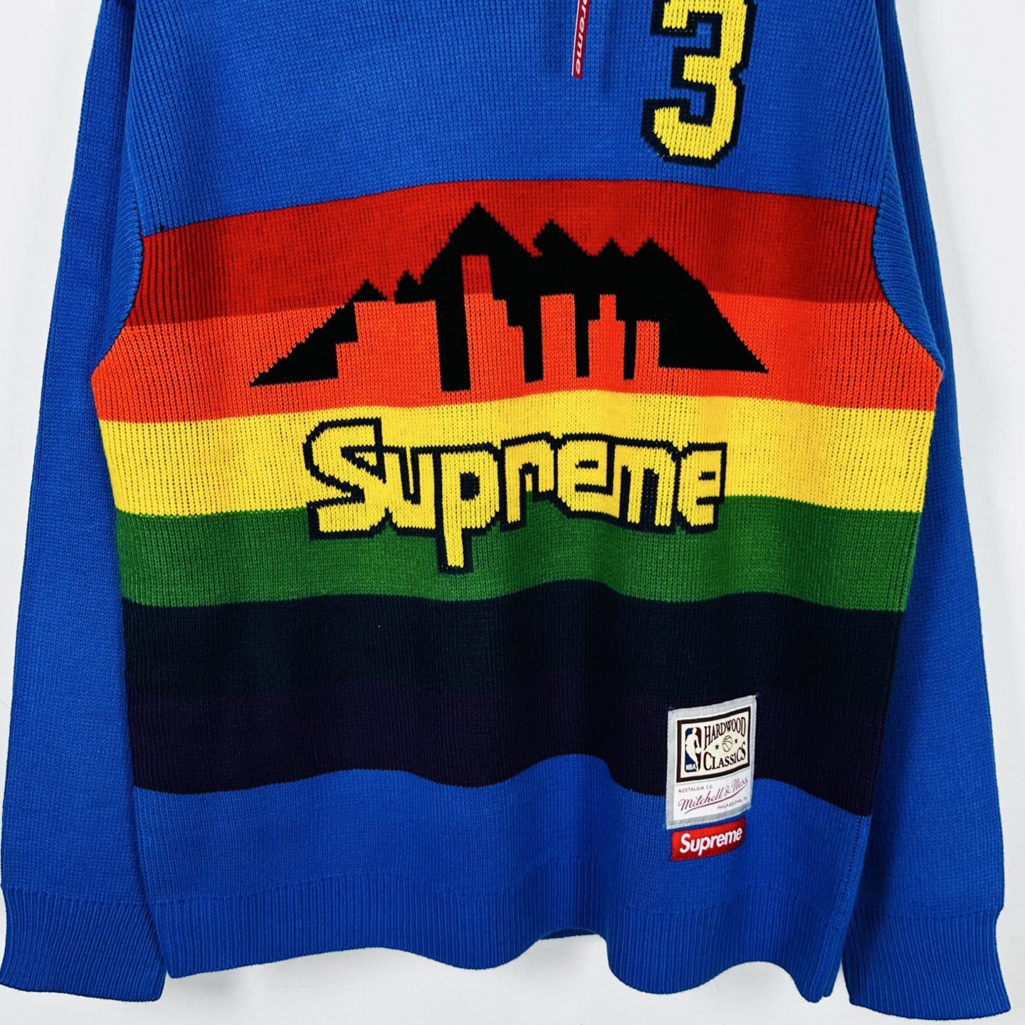 Supreme Mitchell Ness 联名款 掘金队城市天际线毛衣 针织衫 外套 秋冬 长袖 蓝色