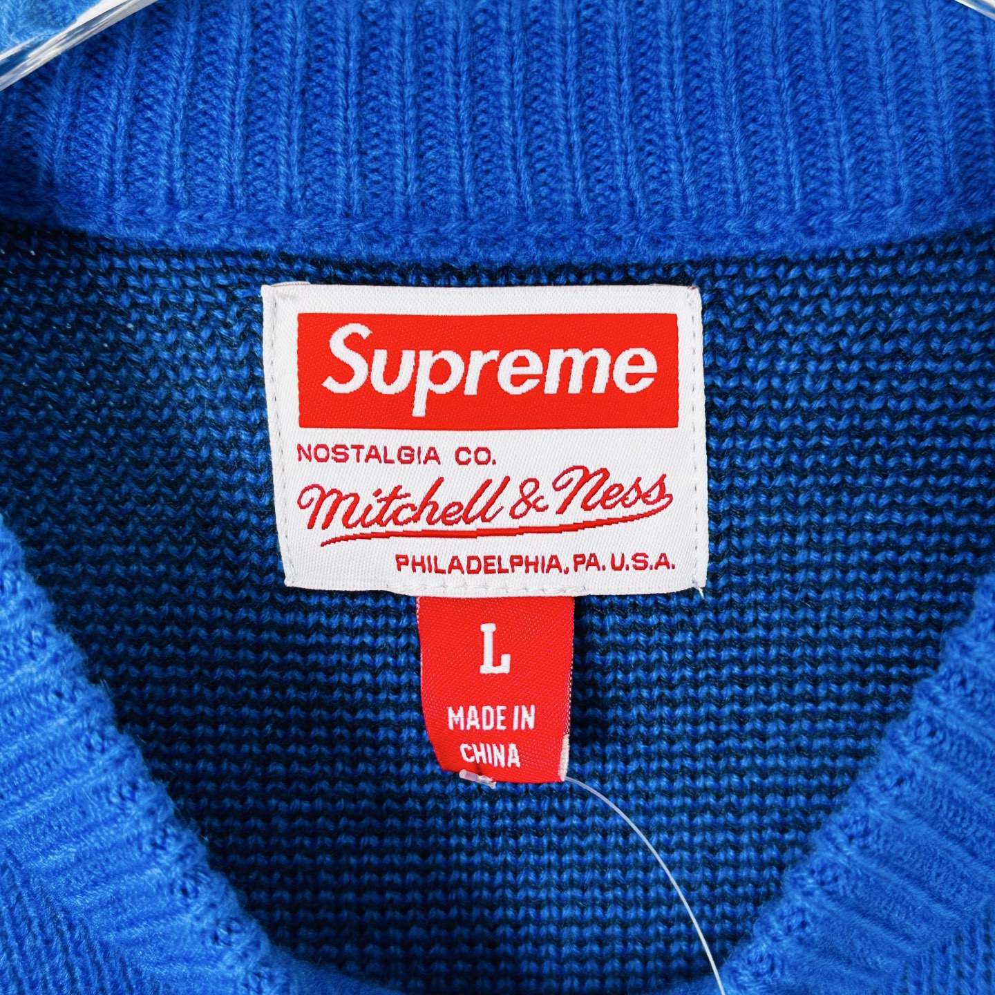 Supreme Mitchell Ness 联名款 掘金队城市天际线毛衣 针织衫 外套 秋冬 长袖 蓝色