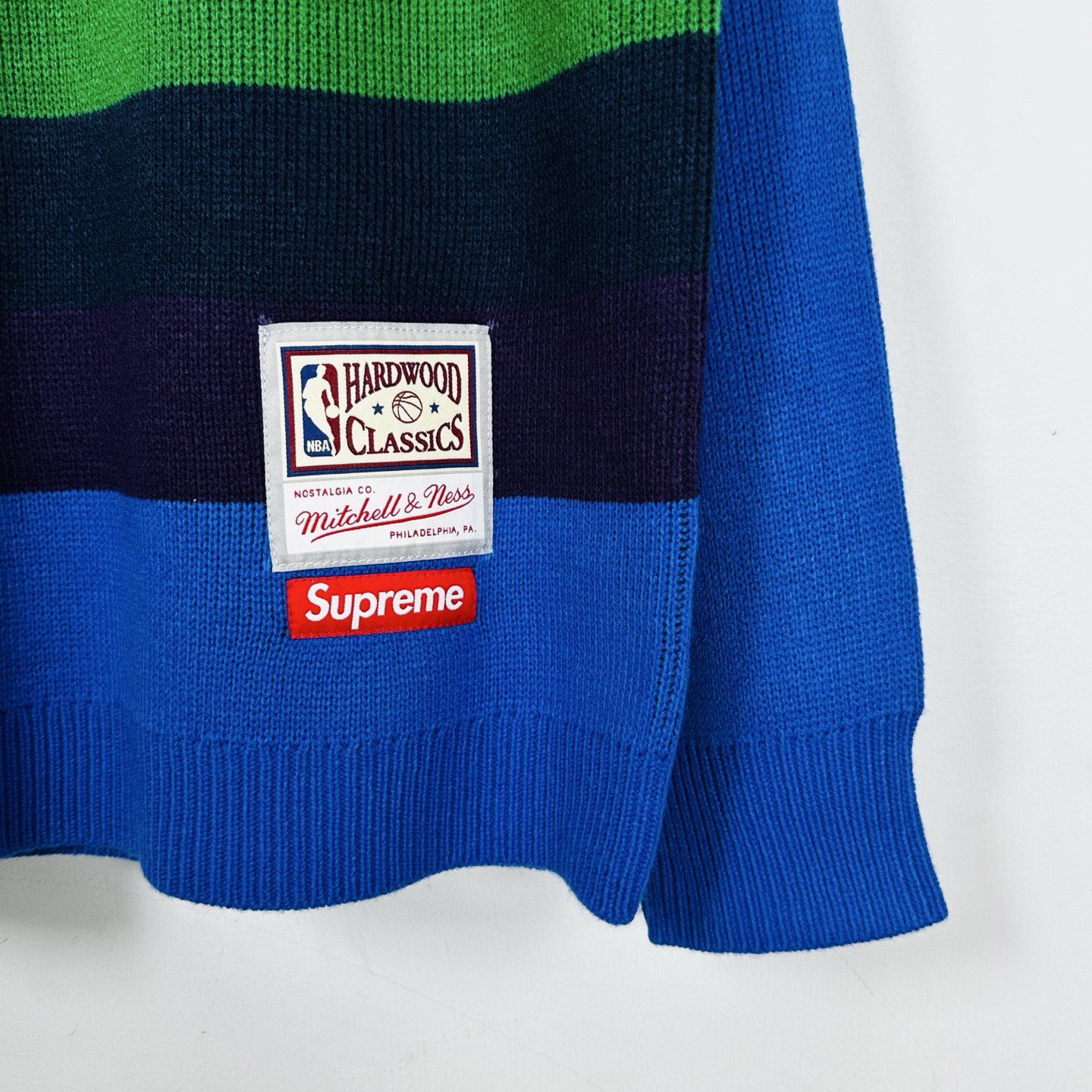 Supreme Mitchell Ness 联名款 掘金队城市天际线毛衣 针织衫 外套 秋冬 长袖 蓝色