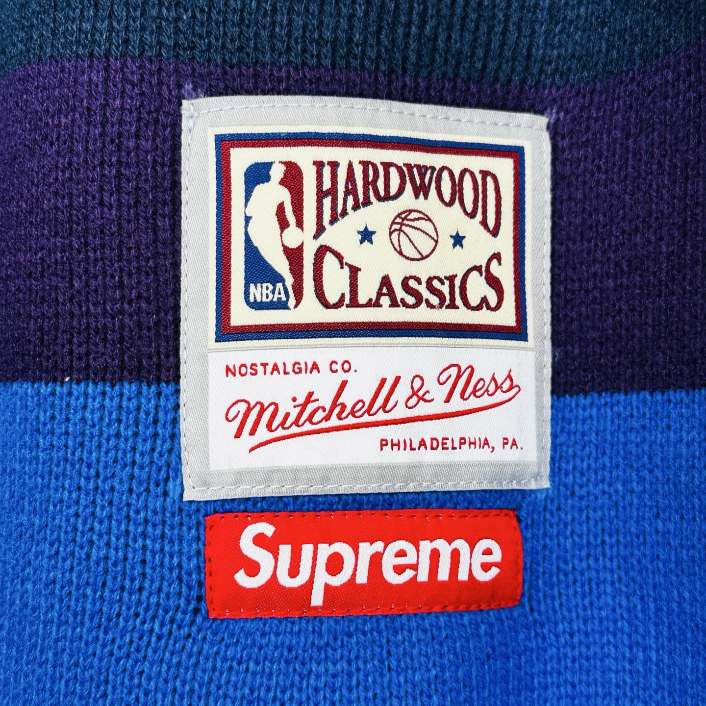 Supreme Mitchell Ness 联名款 掘金队城市天际线毛衣 针织衫 外套 秋冬 长袖 蓝色