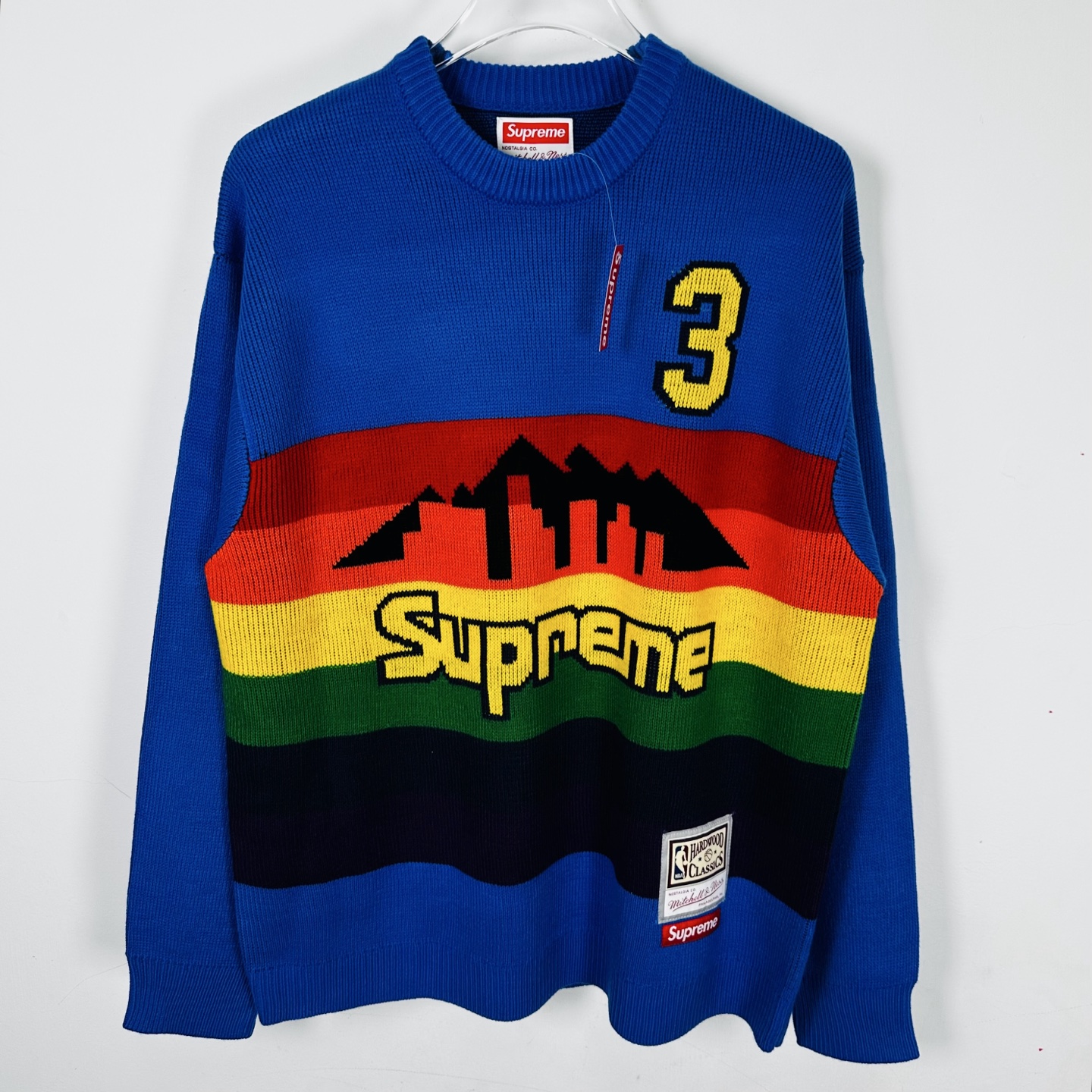 Supreme Mitchell Ness 联名款 掘金队城市天际线毛衣 针织衫 外套 秋冬 长袖 蓝色
