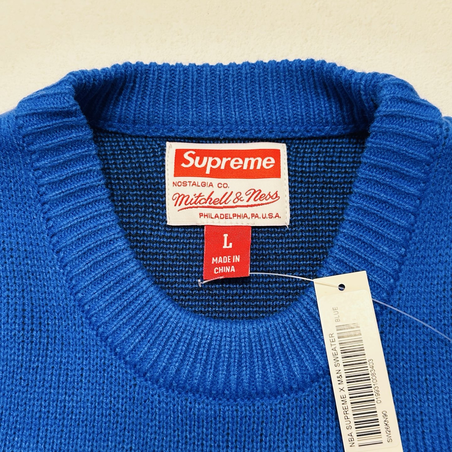 Supreme Mitchell Ness 联名款 掘金队城市天际线毛衣 针织衫 外套 秋冬 长袖 蓝色