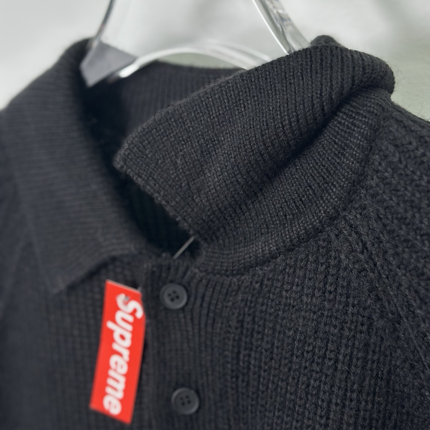 Supreme 刺绣徽标针织Polo衫毛衣 针织衫 外套 秋冬 长袖 黑色 粉色 迷彩