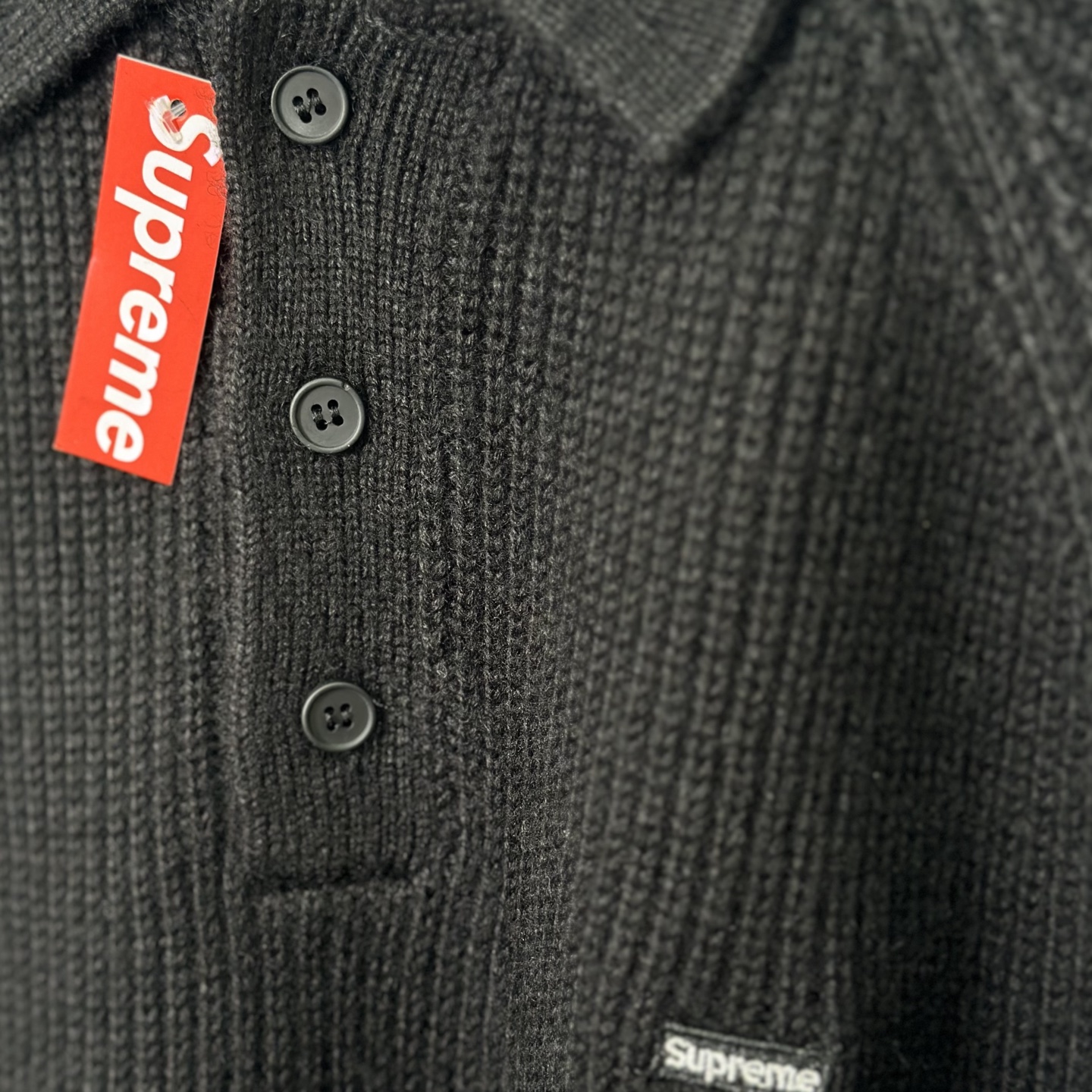 Supreme 刺绣徽标针织Polo衫毛衣 针织衫 外套 秋冬 长袖 黑色 粉色 迷彩