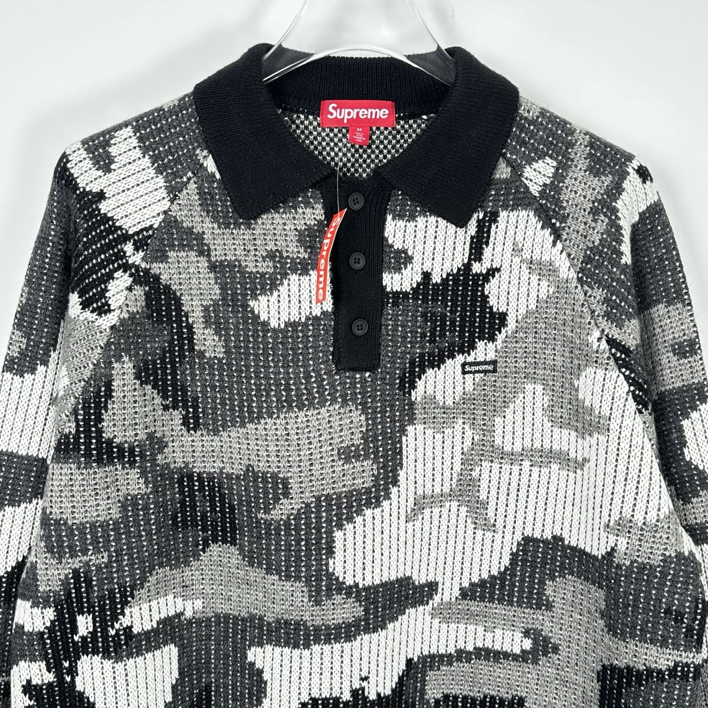 Supreme 刺绣徽标针织Polo衫毛衣 针织衫 外套 秋冬 长袖 黑色 粉色 迷彩