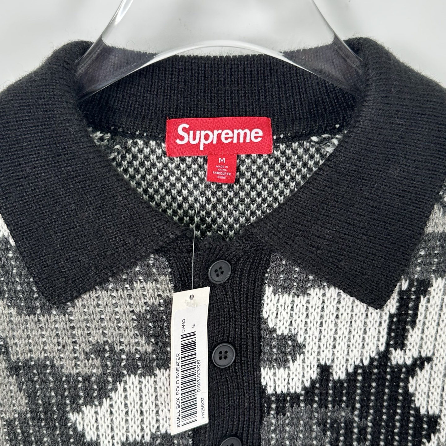 Supreme 刺绣徽标针织Polo衫毛衣 针织衫 外套 秋冬 长袖 黑色 粉色 迷彩