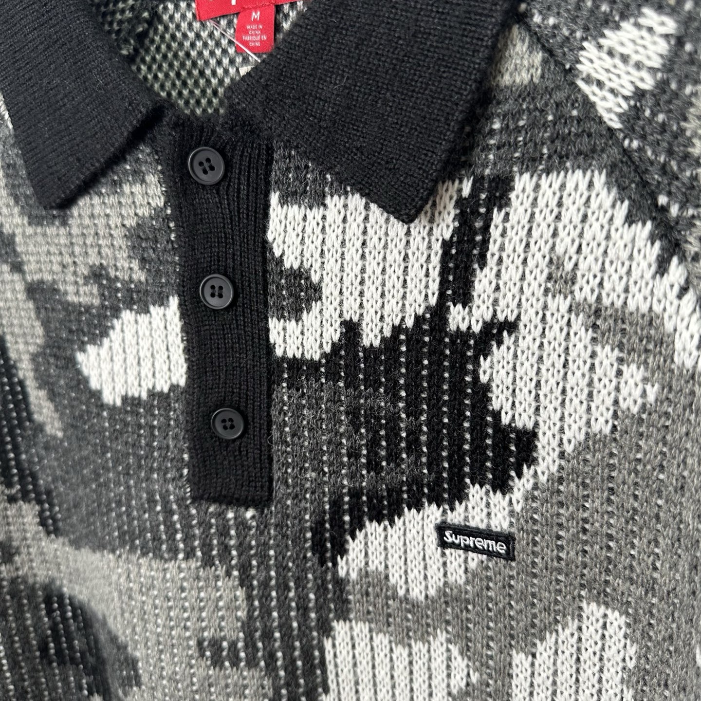 Supreme 刺绣徽标针织Polo衫毛衣 针织衫 外套 秋冬 长袖 黑色 粉色 迷彩