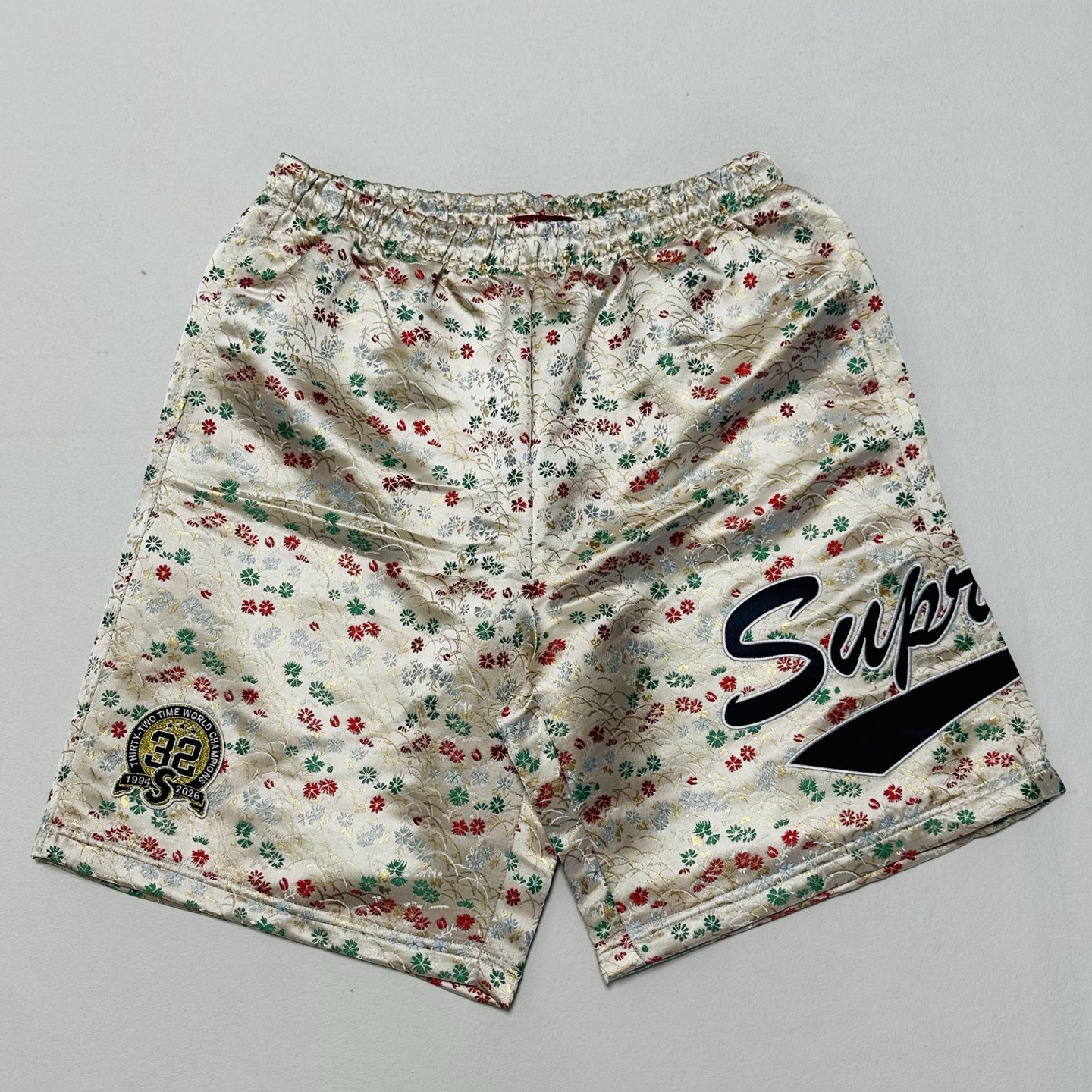 Supreme 花卉提花运动短裤 裤子 休闲裤 五分裤 黑色 白色 蓝色
