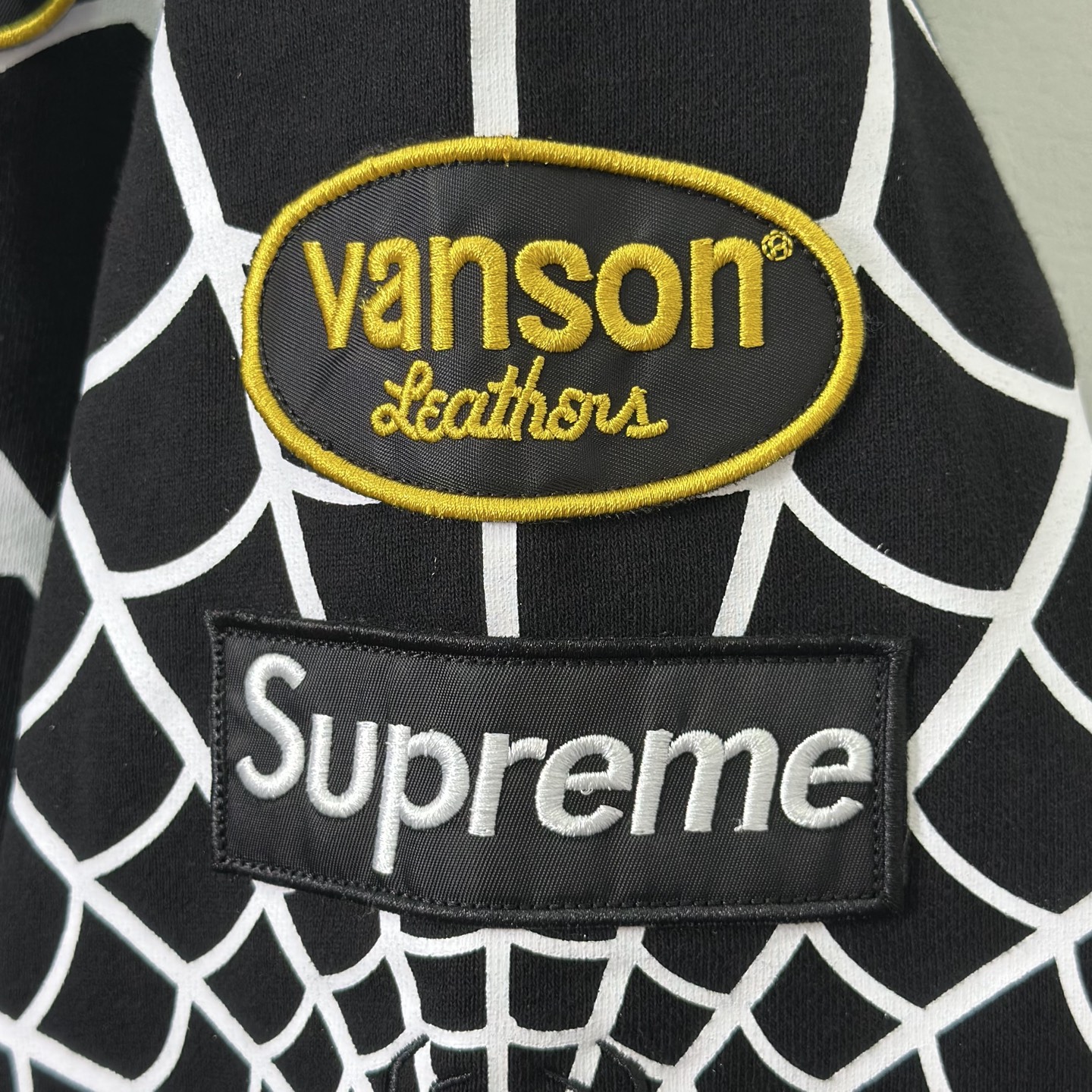 Supreme VANSON SPIDER MAN 联名款 薄绒蜘蛛侠网图案拉链连帽卫衣 连帽衫 外套 夹克 秋冬 长袖 黑色 红色