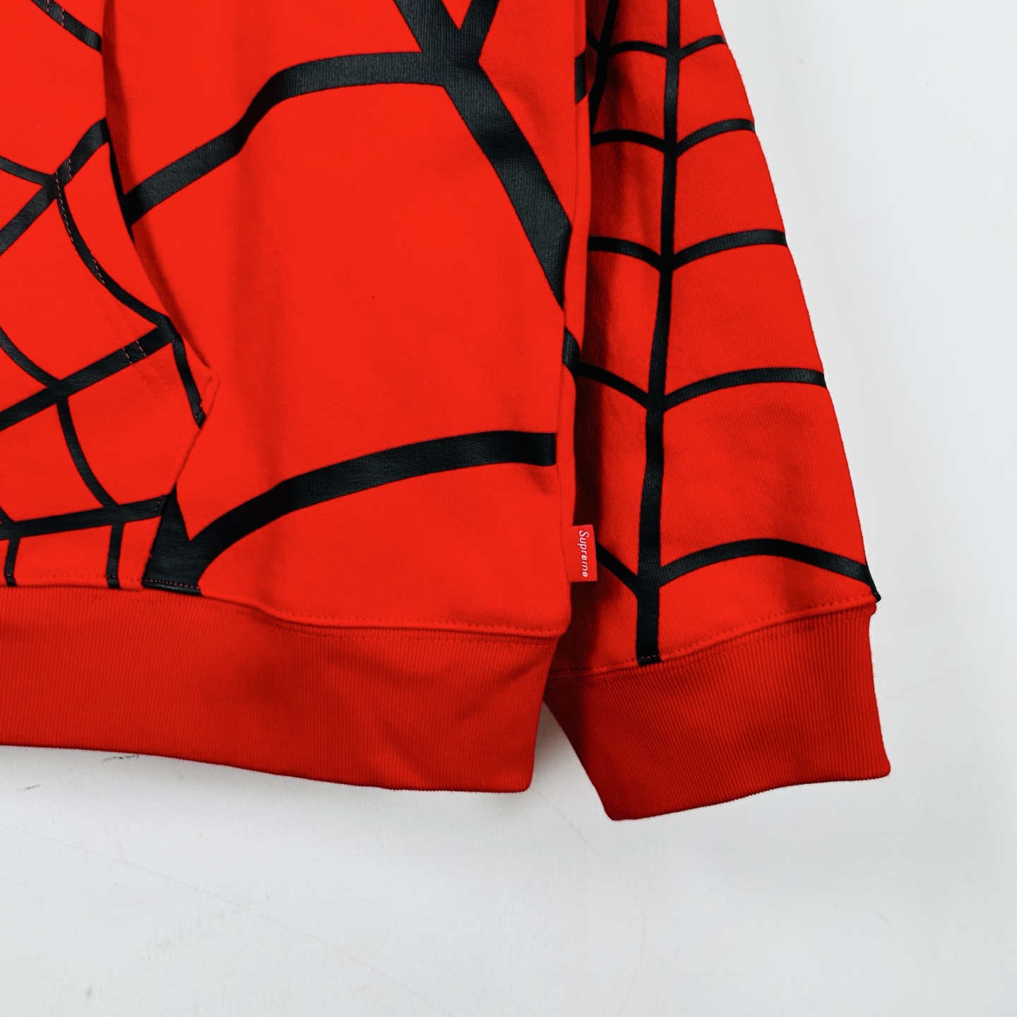 Supreme VANSON SPIDER MAN 联名款 薄绒蜘蛛侠网图案拉链连帽卫衣 连帽衫 外套 夹克 秋冬 长袖 黑色 红色