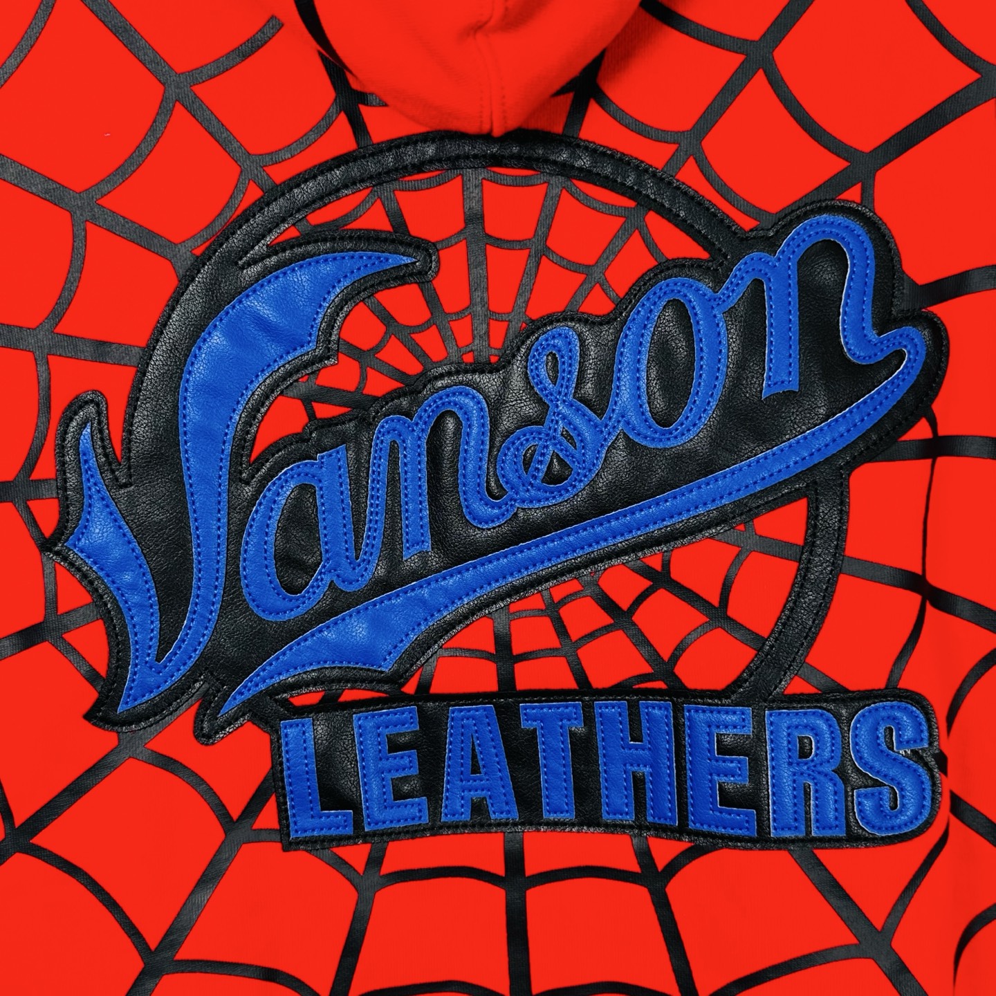 Supreme VANSON SPIDER MAN 联名款 薄绒蜘蛛侠网图案拉链连帽卫衣 连帽衫 外套 夹克 秋冬 长袖 黑色 红色