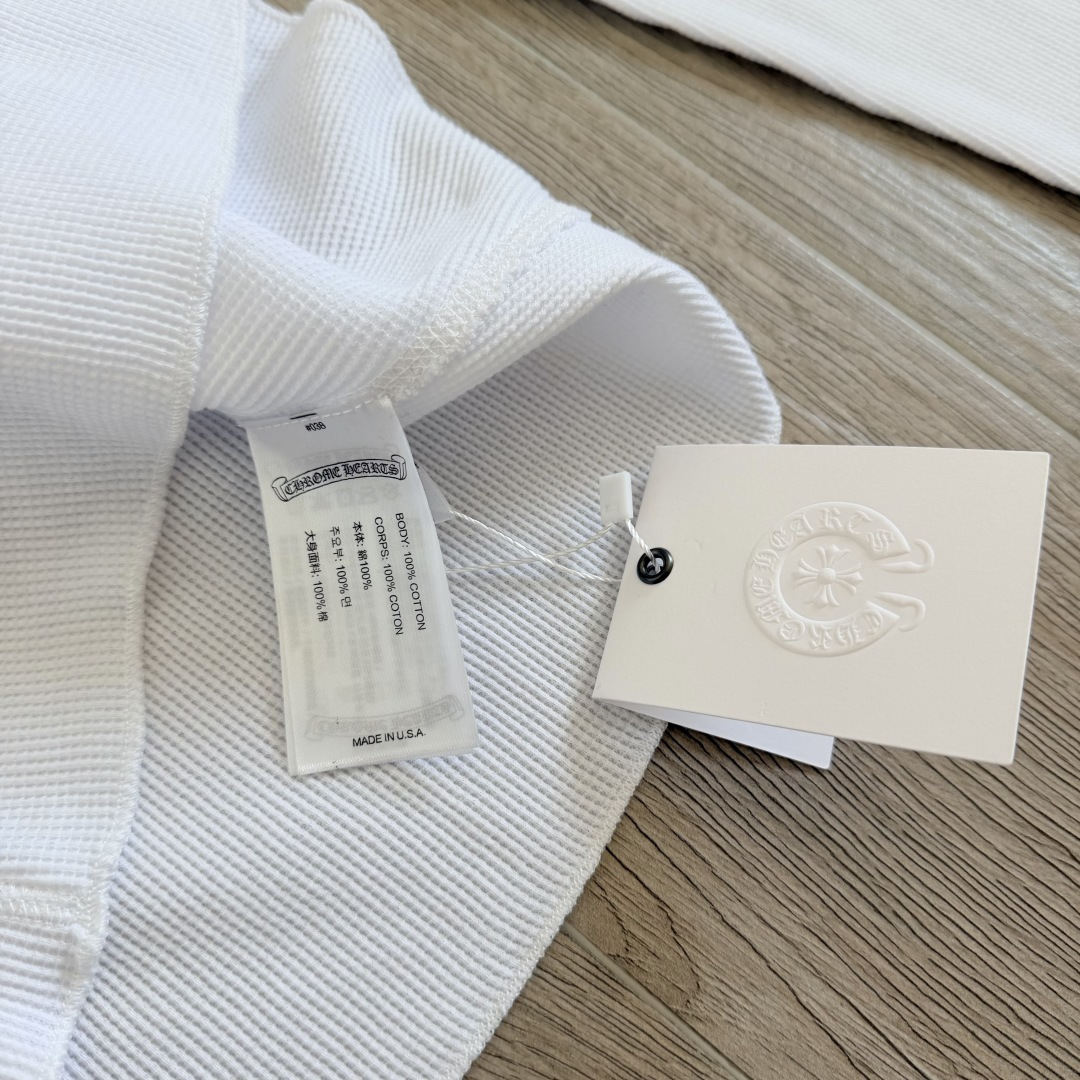 Chrome Hearts CH 克罗心 华夫格宝剑藤蔓印花圆领T恤 长袖 女款 白色