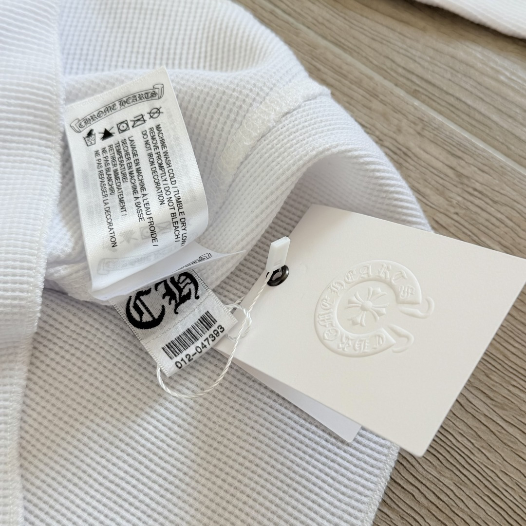 Chrome Hearts CH 克罗心 华夫格宝剑藤蔓印花圆领T恤 长袖 女款 白色