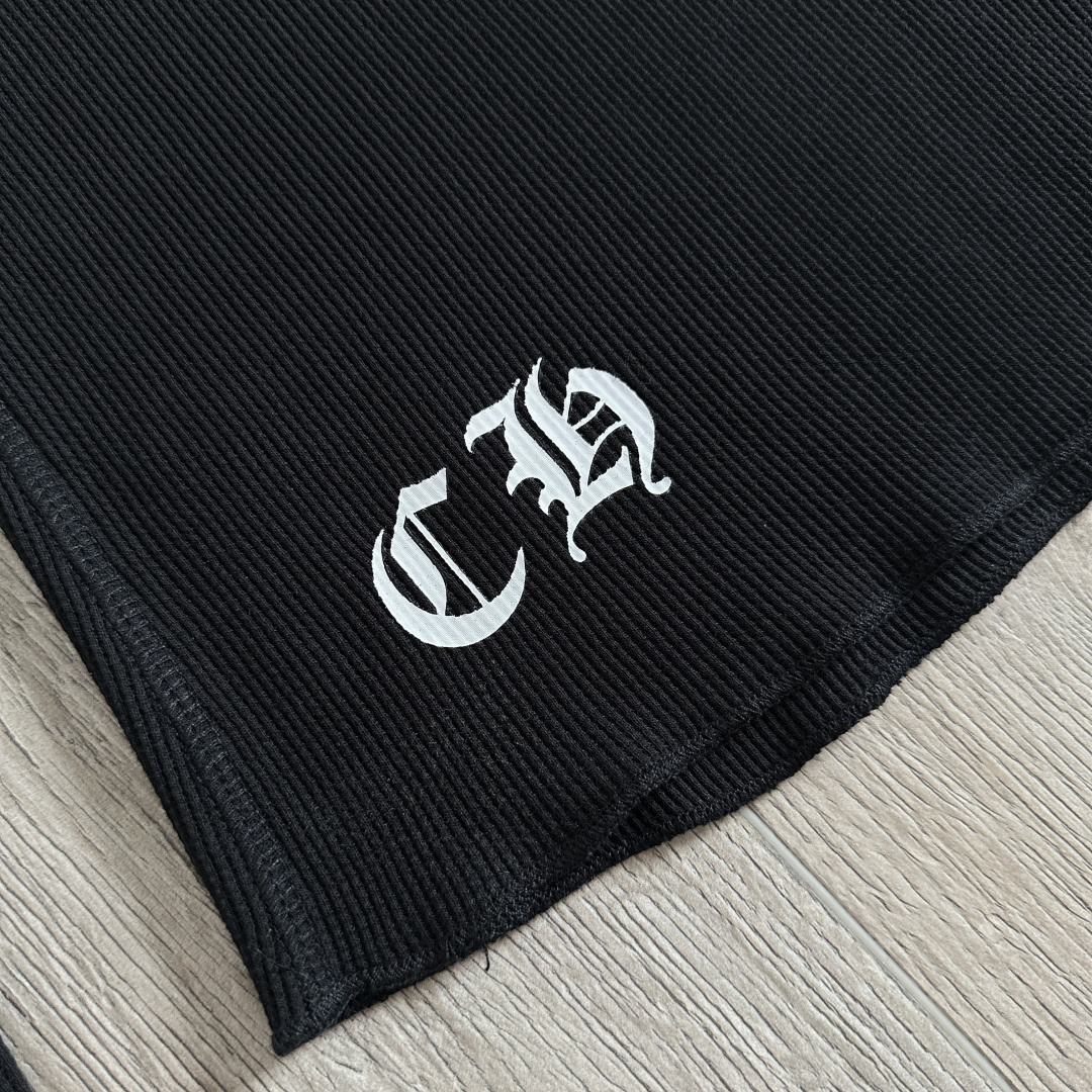 Chrome Hearts CH 克罗心 华夫格蓝色马蹄梵文印花圆领T恤 长袖 女款 黑色