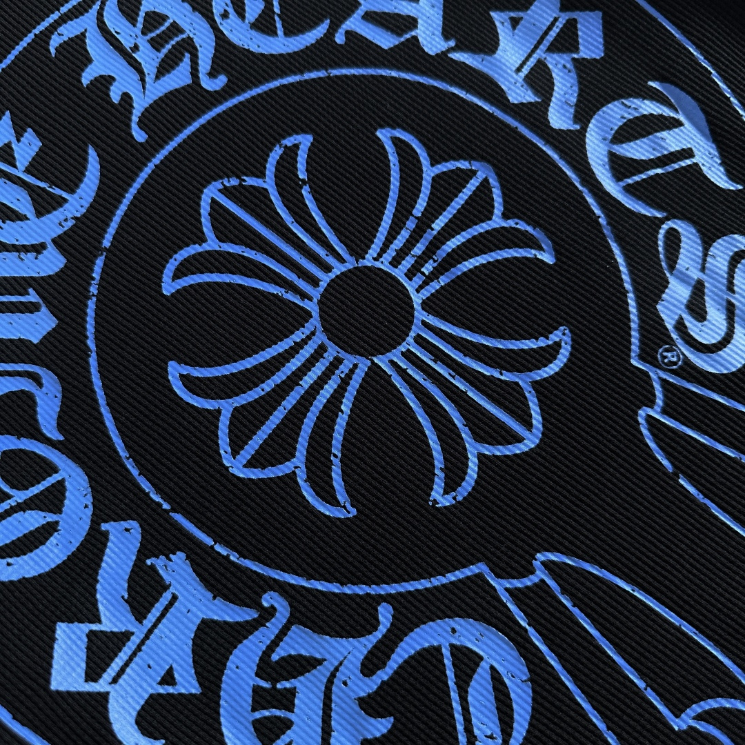Chrome Hearts CH 克罗心 华夫格蓝色马蹄梵文印花圆领T恤 长袖 女款 黑色
