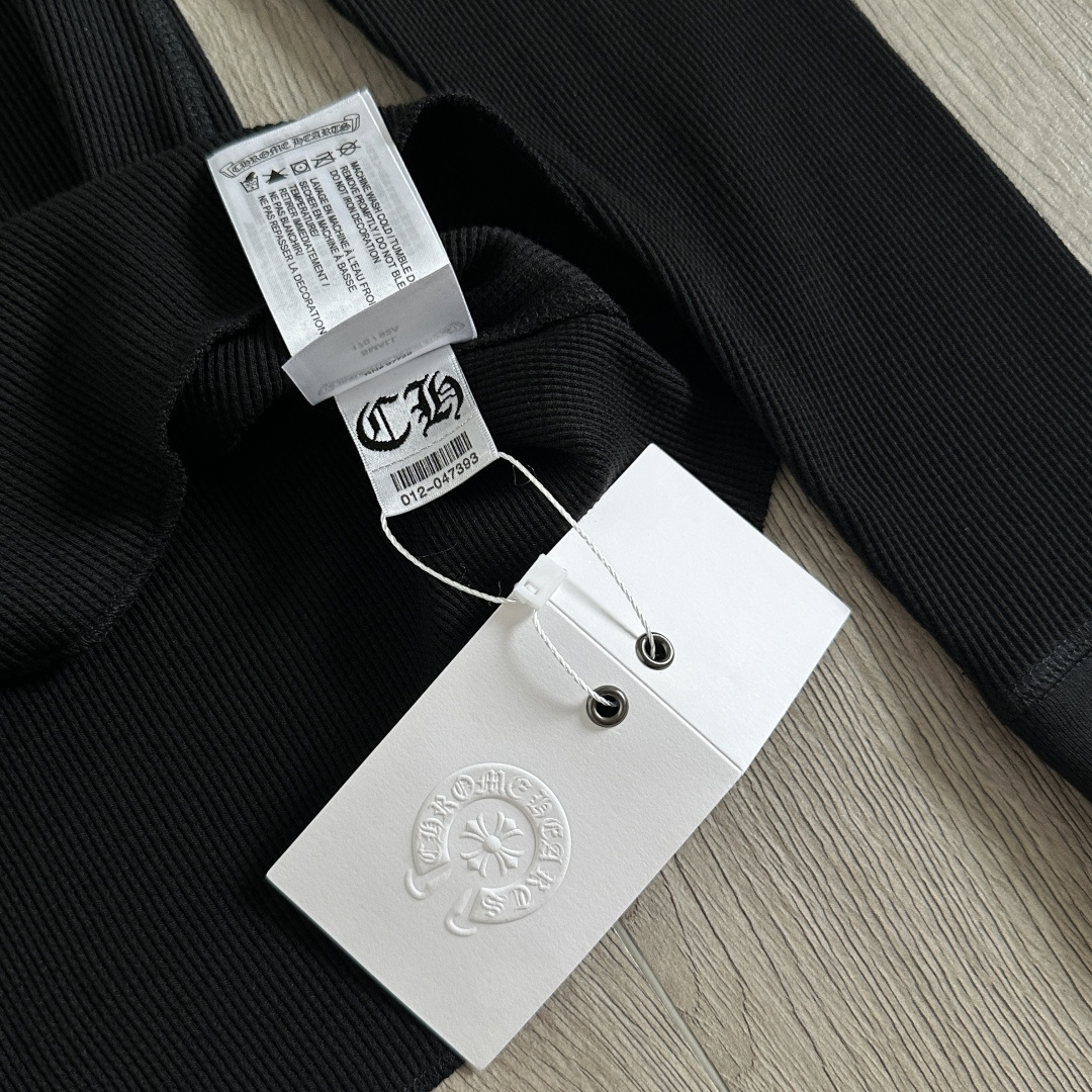 Chrome Hearts CH 克罗心 华夫格马蹄十字架印花圆领T恤 长袖 女款 黑色