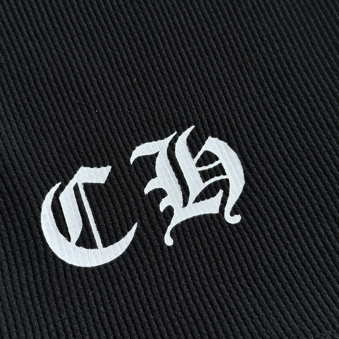 Chrome Hearts CH 克罗心 华夫格马蹄十字架印花圆领T恤 长袖 女款 黑色