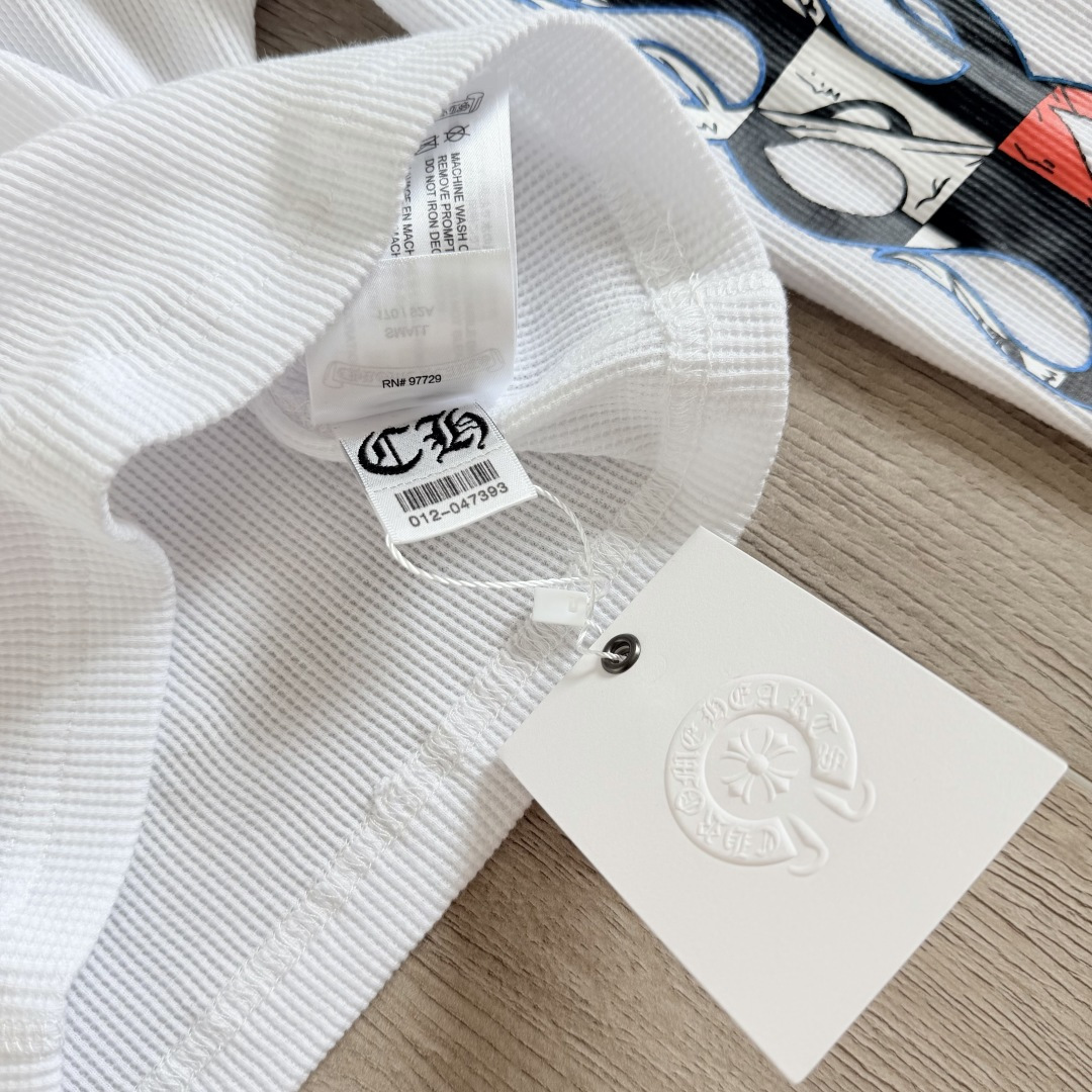 Chrome Hearts CH 克罗心 华夫格涂鸦圆领短款T恤 长袖 女款 黑色