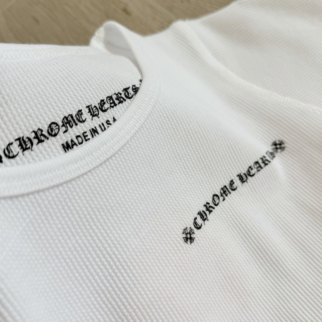 Chrome Hearts CH 克罗心 华夫格涂鸦圆领短款T恤 短袖 女款 白色