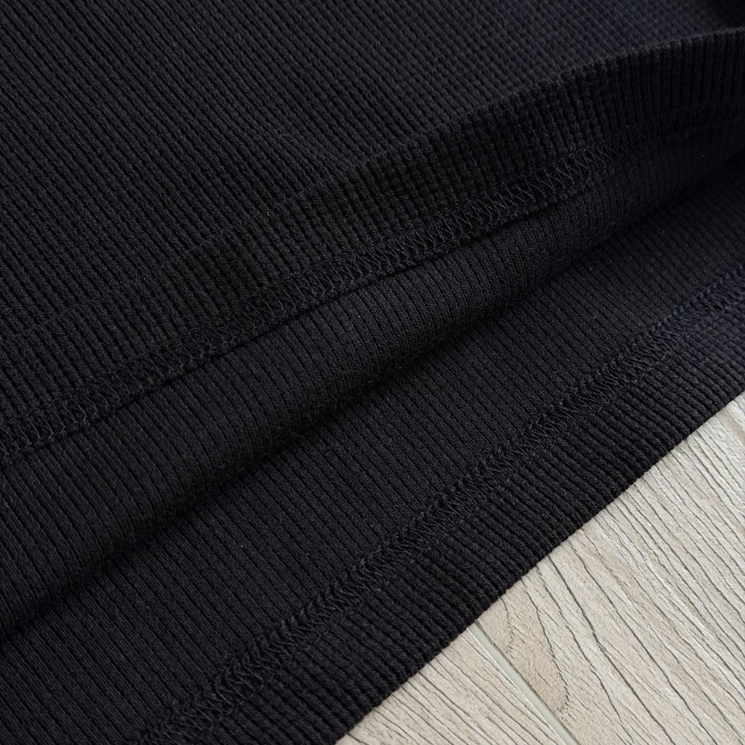 Chrome Hearts 克罗心 华夫格双臂粉色花臂印花圆领长袖T恤 打底衫 黑色