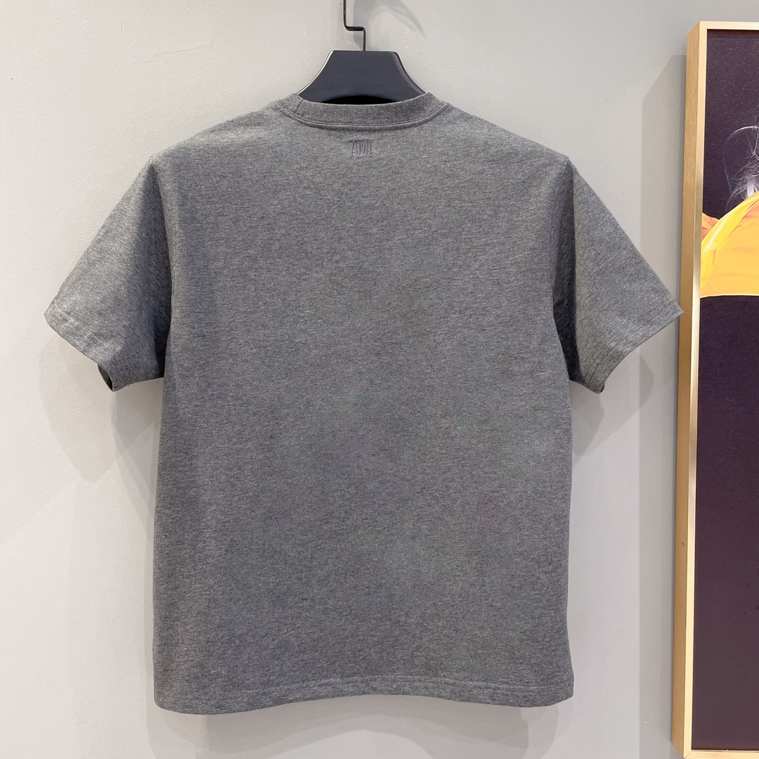 AMIPARIS Ami 圆形章仔贴花圆领短袖 T恤 男女同款 夏季 灰色