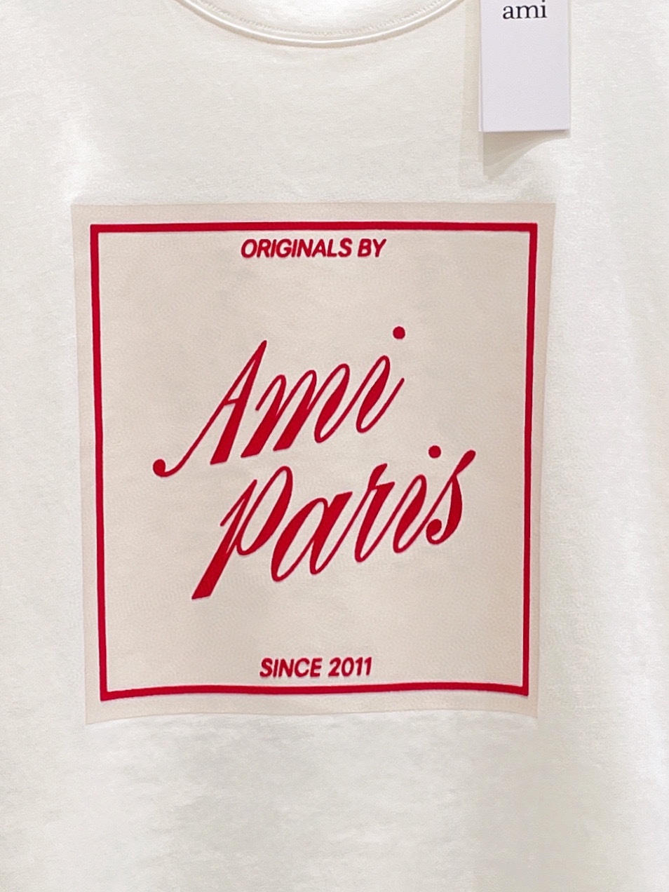 AMIPARIS Ami 复古方块印花圆领短袖 T恤 男女同款 夏季 白色
