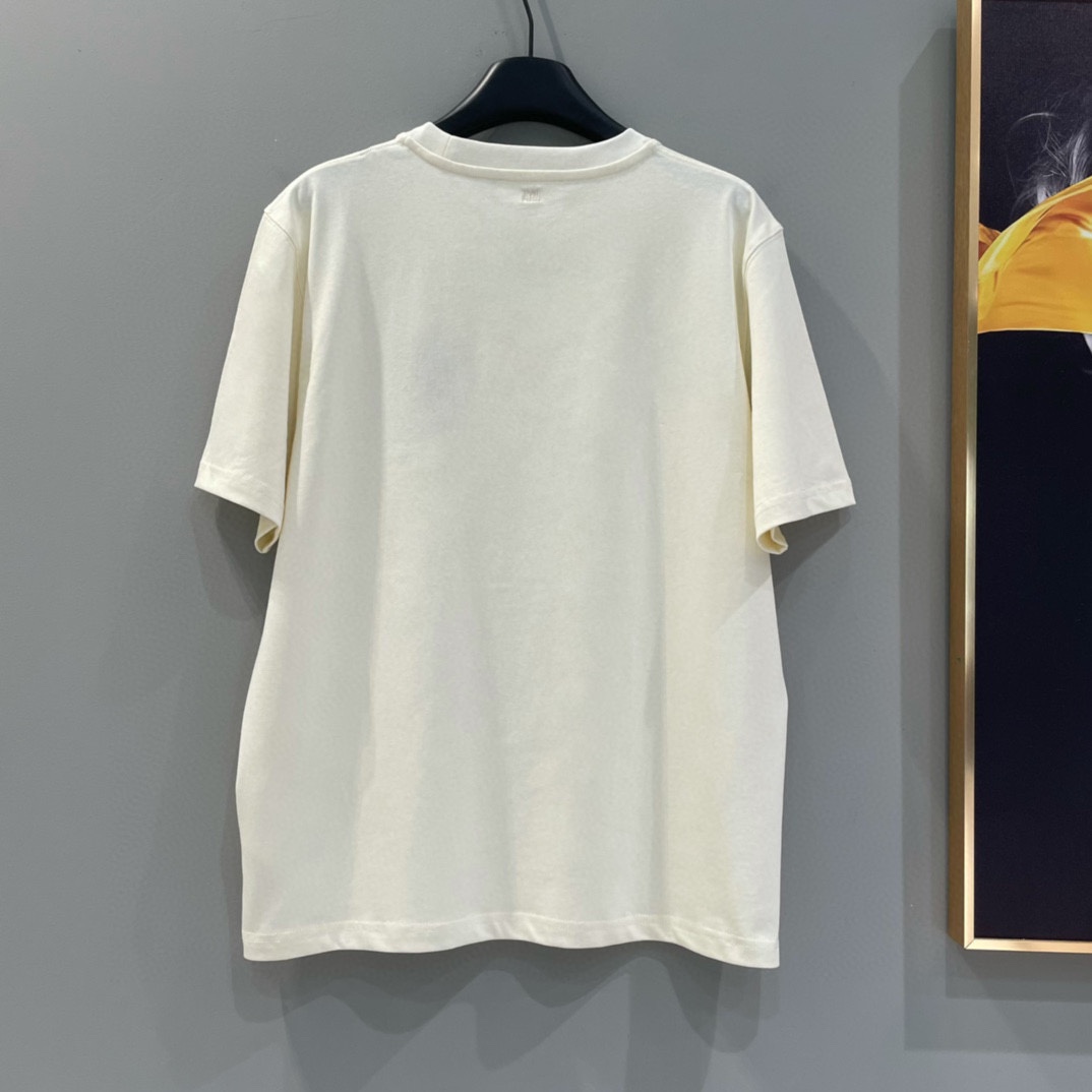 AMIPARIS Ami 马年限定 立体编织爱心圆领短袖 T恤 男女同款 夏季 白色 驼色