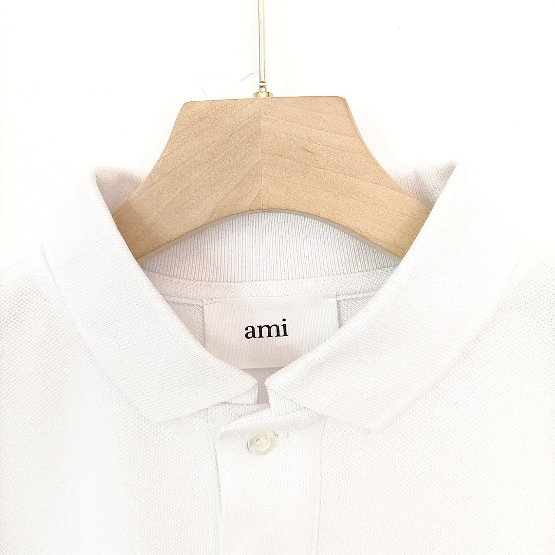 AMIPARIS Ami 红色小爱心刺绣有机棉珠地布Polo衫 短袖 T恤 男女同款 夏季 灰色 白色 黑色 蓝色