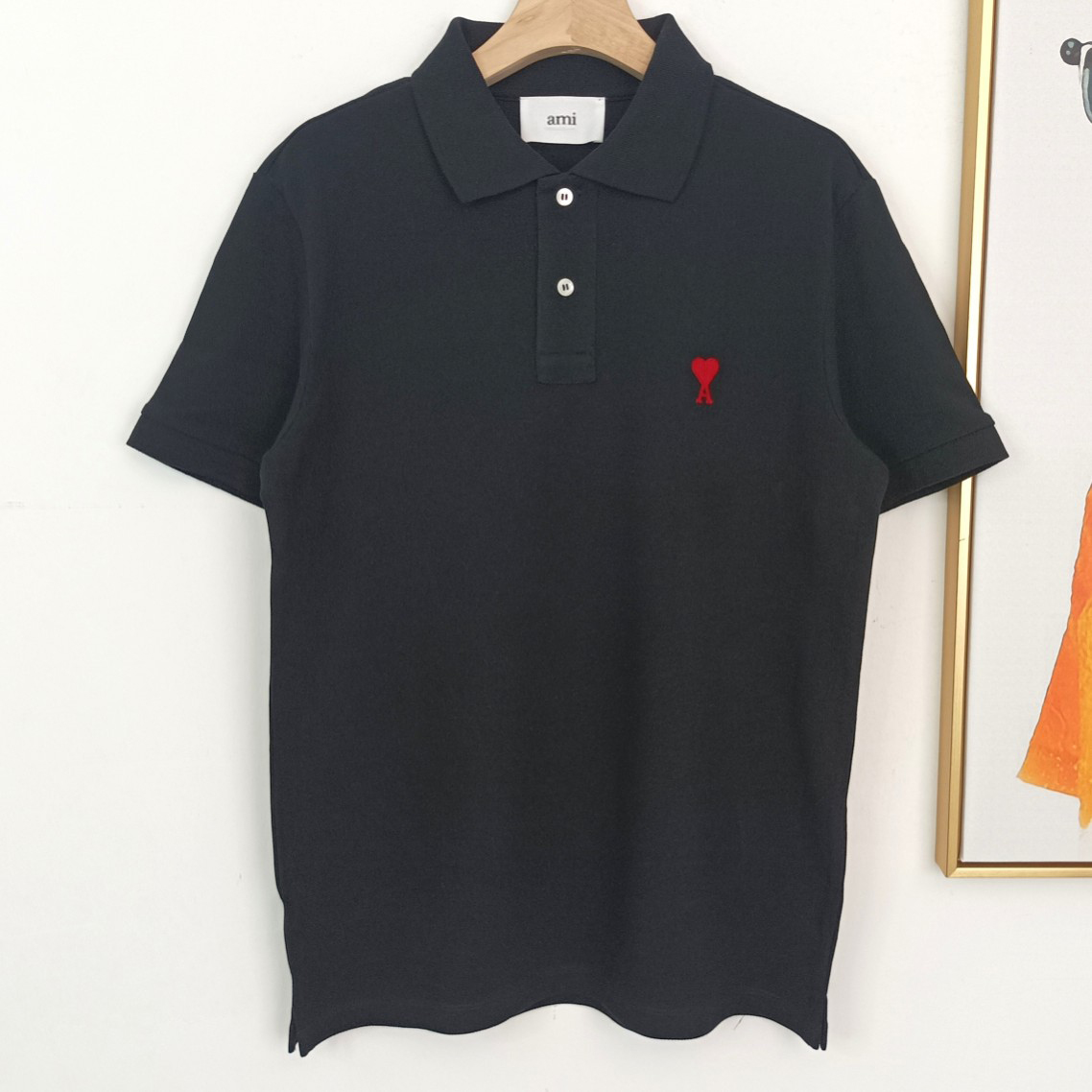 AMIPARIS Ami 红色小爱心刺绣有机棉珠地布Polo衫 短袖 T恤 男女同款 夏季 灰色 白色 黑色 蓝色