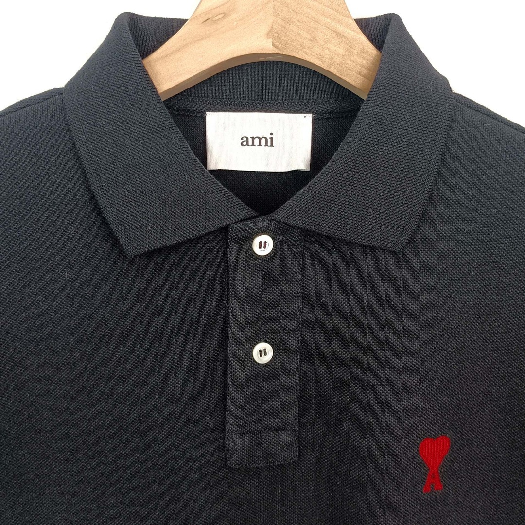 AMIPARIS Ami 红色小爱心刺绣有机棉珠地布Polo衫 短袖 T恤 男女同款 夏季 灰色 白色 黑色 蓝色