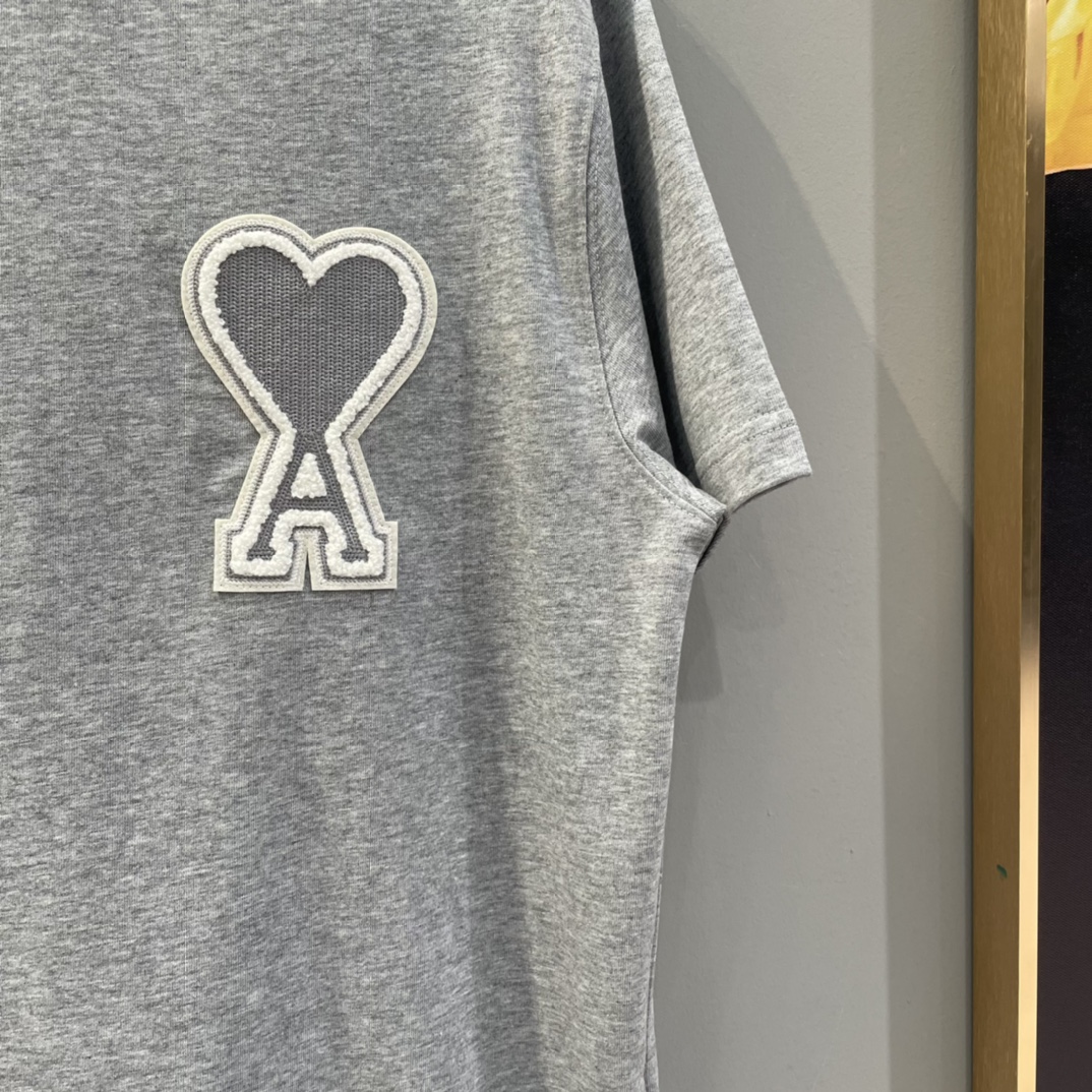 AMIPARIS Ami 章仔圆领短袖 T恤 男女同款 夏季 黑色 粉色 白色 灰色