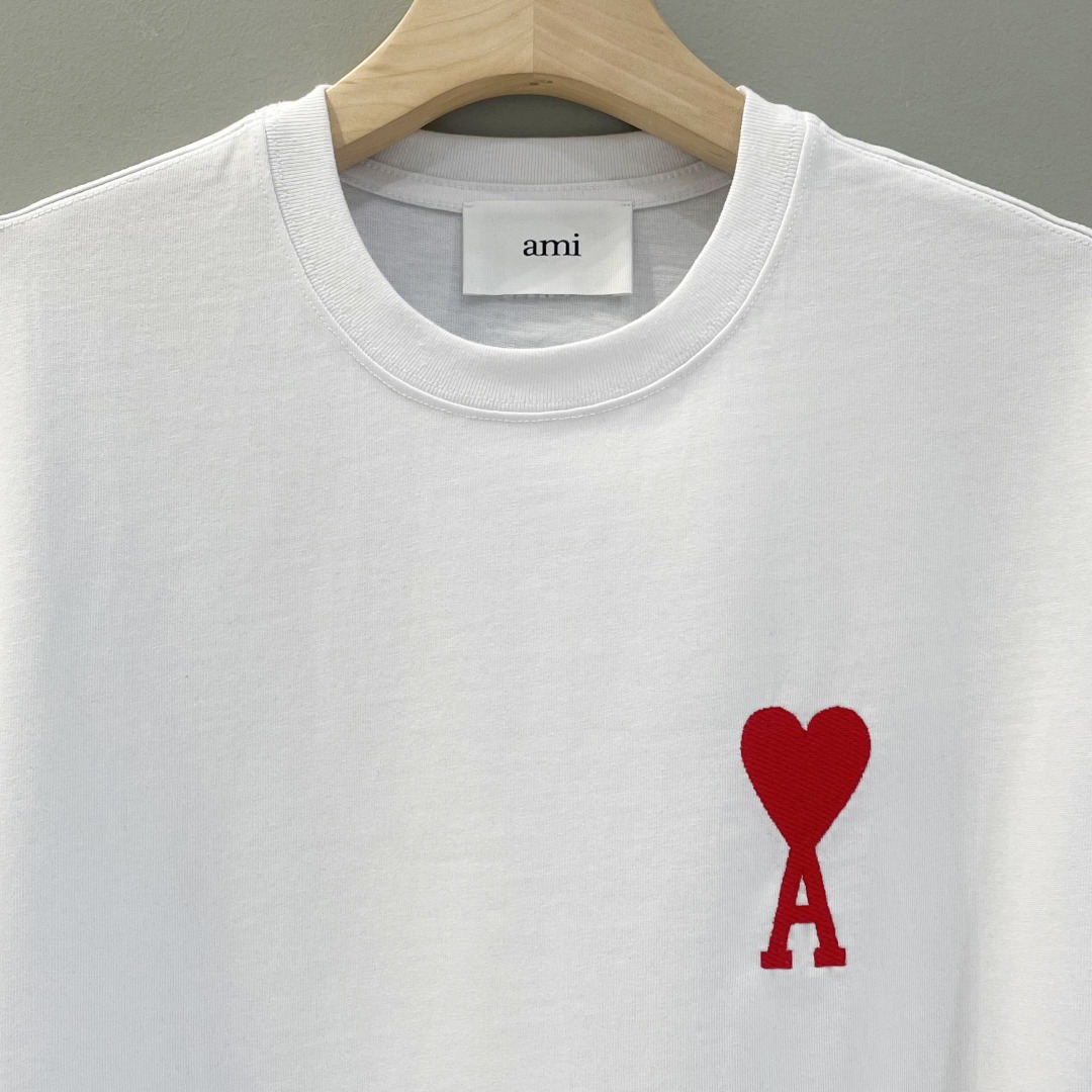 AMIPARIS Ami 马卡龙字母刺绣圆领短袖 T恤 男女同款 夏季 粉色 蓝色 绿色 白色 黑色