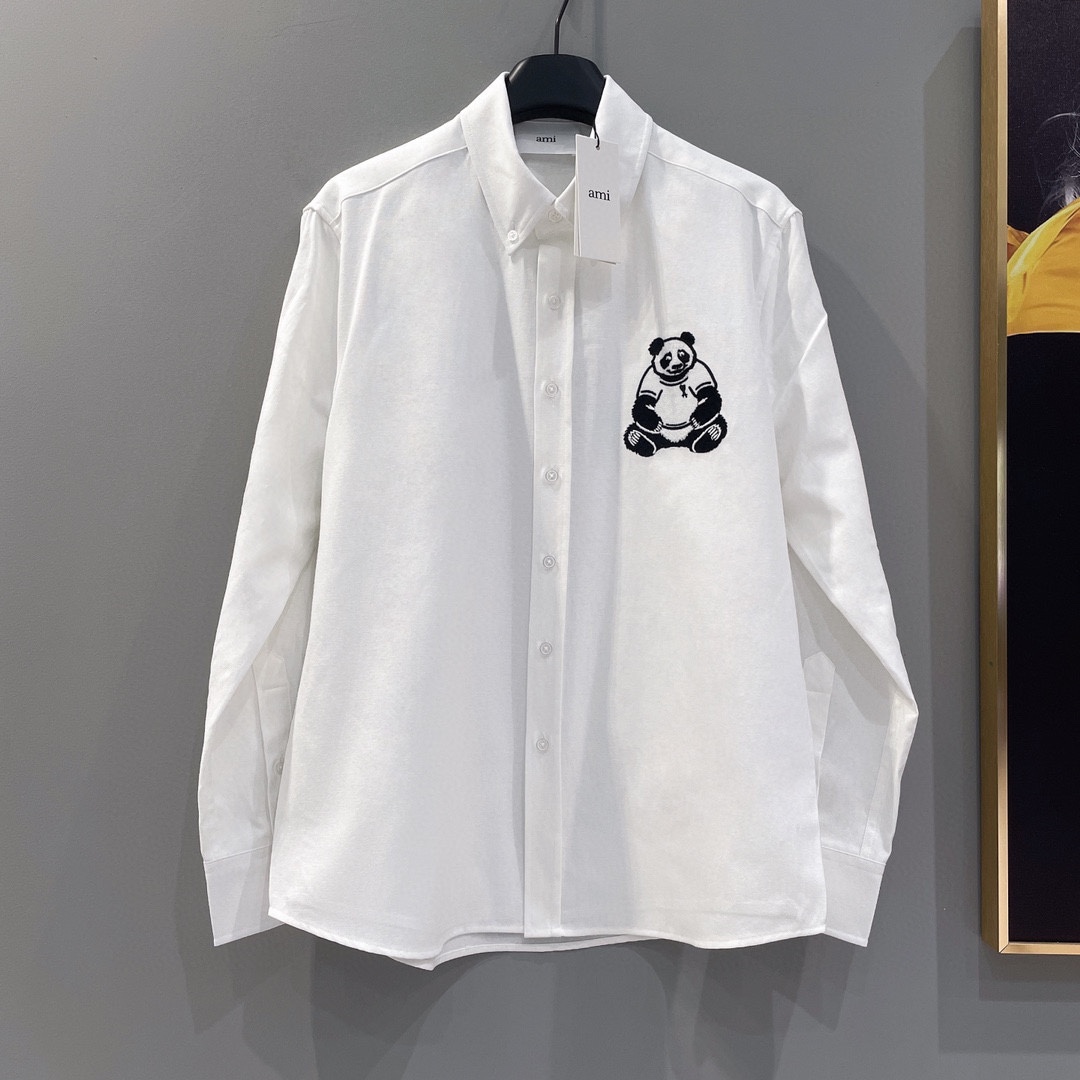AMIPARIS 熊猫限定衬衫 外套 长袖 男女同款 白色 A5