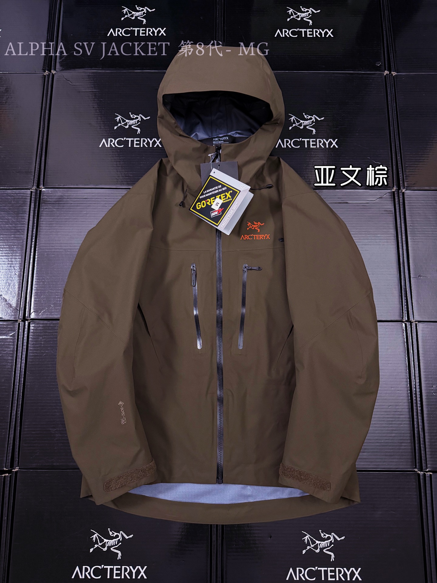G95台州 Arcteryx 始祖鸟 ALPHA SV JACKET第8代 GTX-PRO 硬壳轻薄 徒步 透气防水防风 冲锋衣 男款 棕色 B5-X000009989