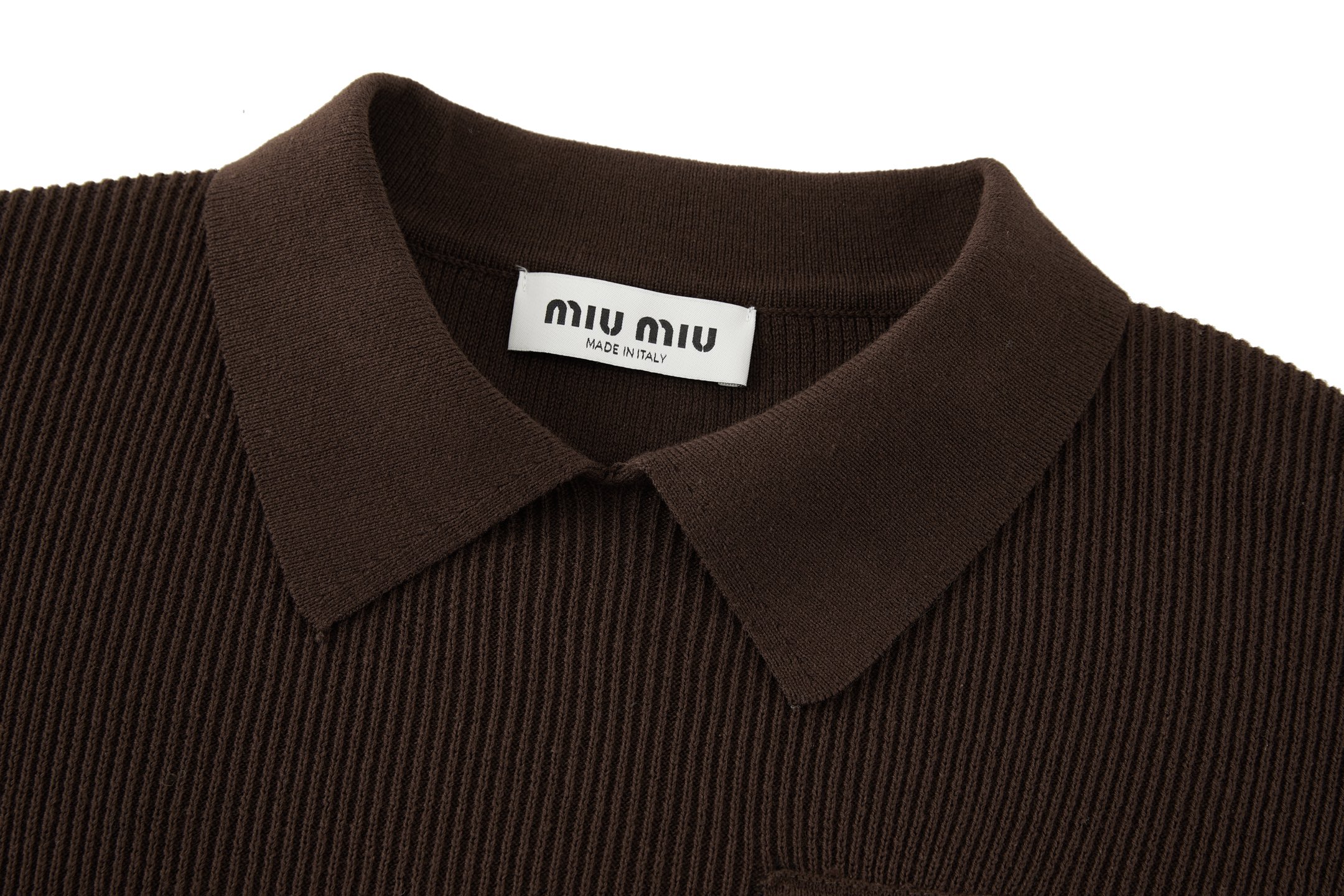 MIU MIU 缪缪 提花标识针织Polo衫 长袖 T恤 秋冬 棕色 B0 