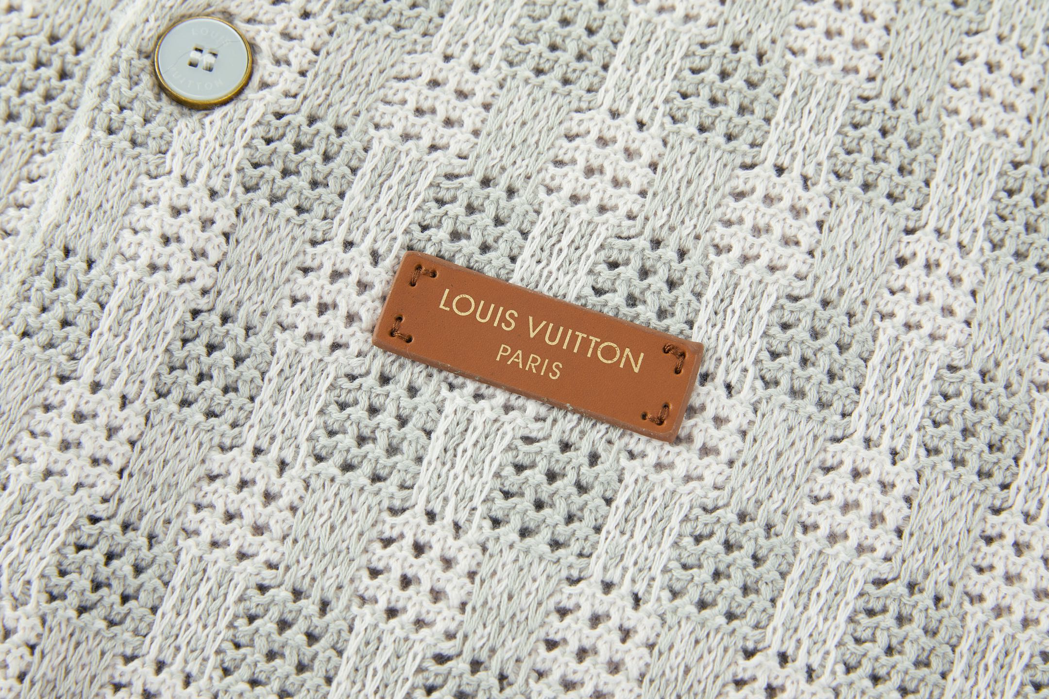LOUIS VUITTON 路易威登 LV 粗格纹提花针织开衫 毛衣 针织衫 外套 秋冬 灰色 B0