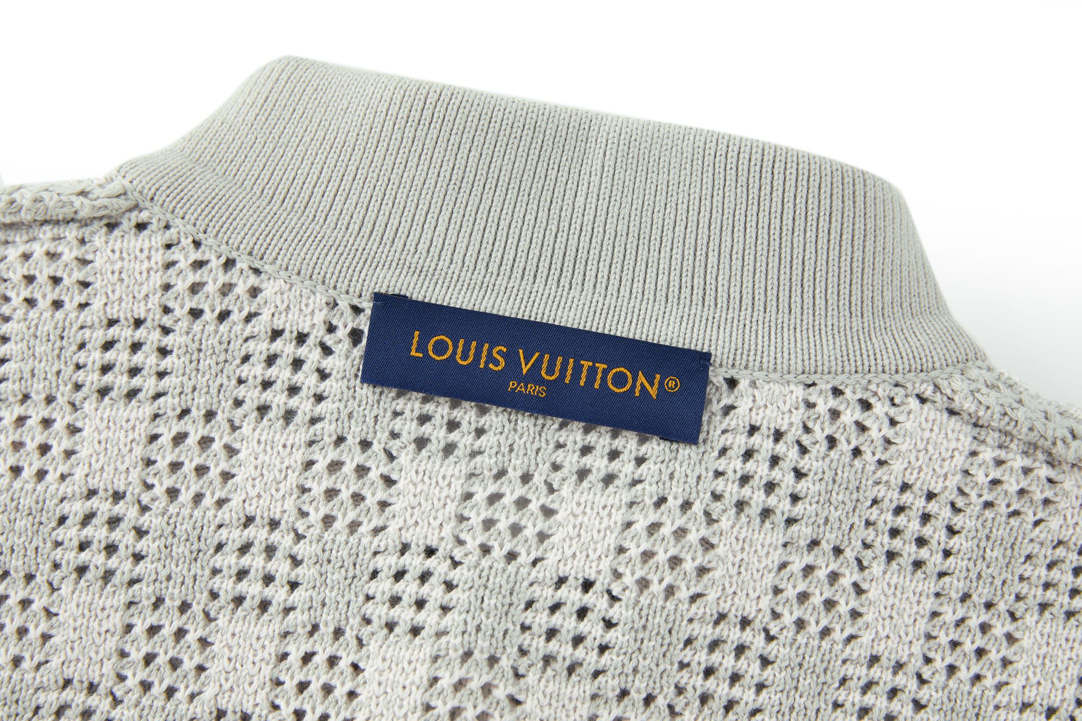 LOUIS VUITTON 路易威登 LV 粗格纹提花针织开衫 毛衣 针织衫 外套 秋冬 灰色 B0