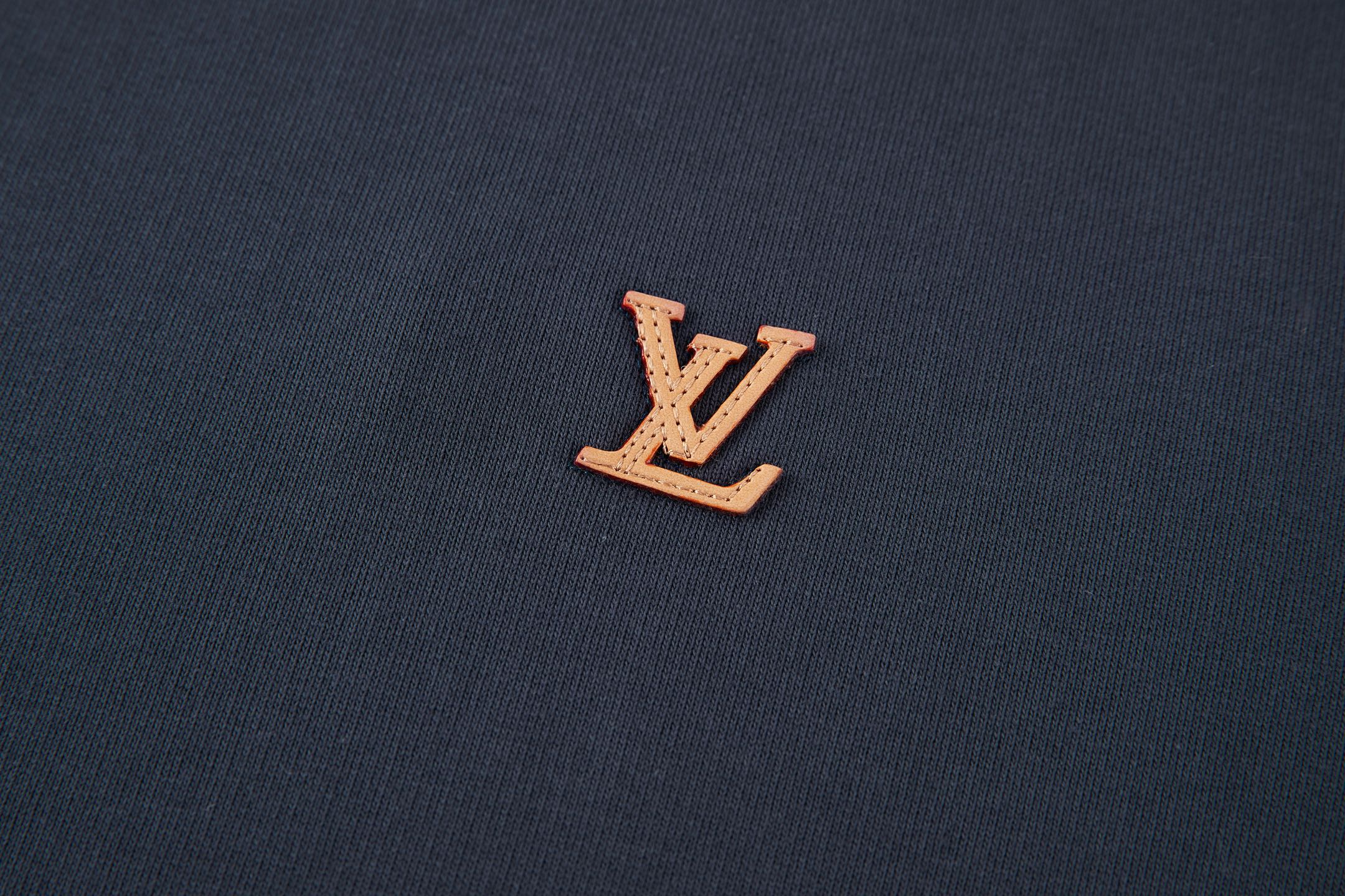 LOUIS VUITTON 路易威登 皮标刺绣标识圆领卫衣 外套 长袖 蓝色 B0