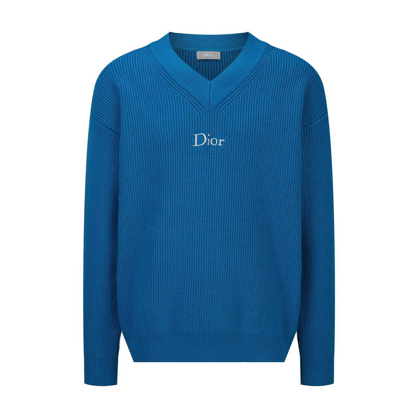 DIOR 迪奥 字母刺绣V领羊毛针织衫 毛衣 秋冬 外套 长袖 蓝色 B0 
