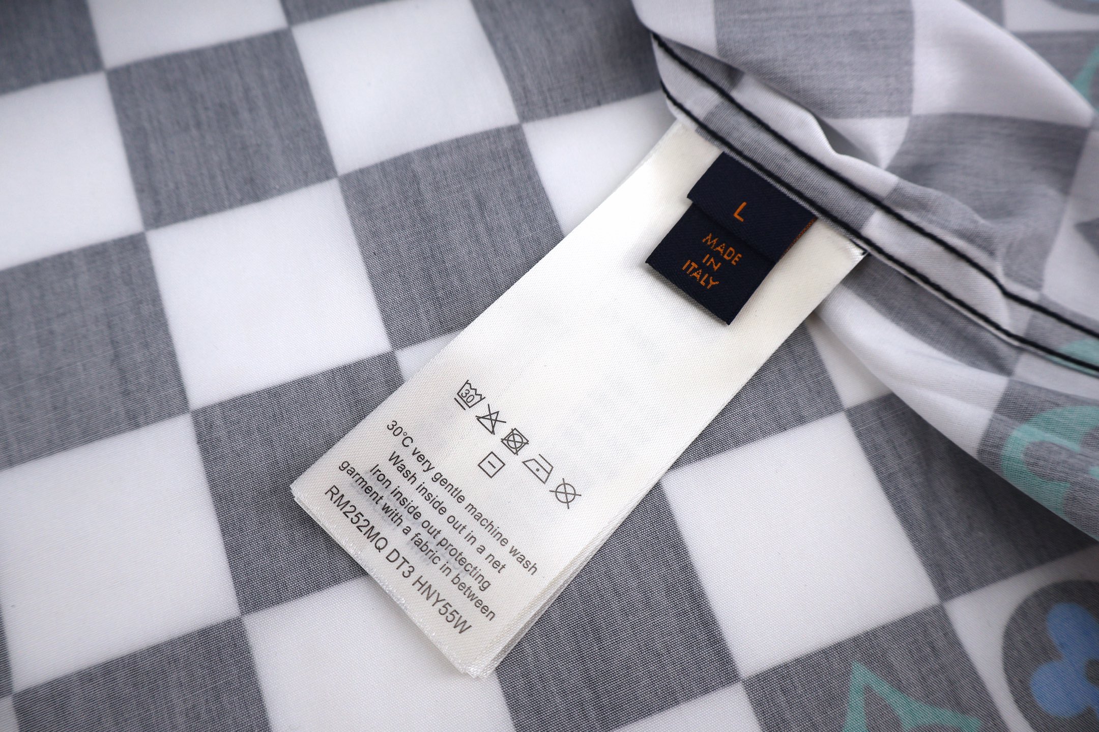 LOUIS VUITTON 路易威登 黑白棋盘格彩色标识衬衫 短袖 外套 B0