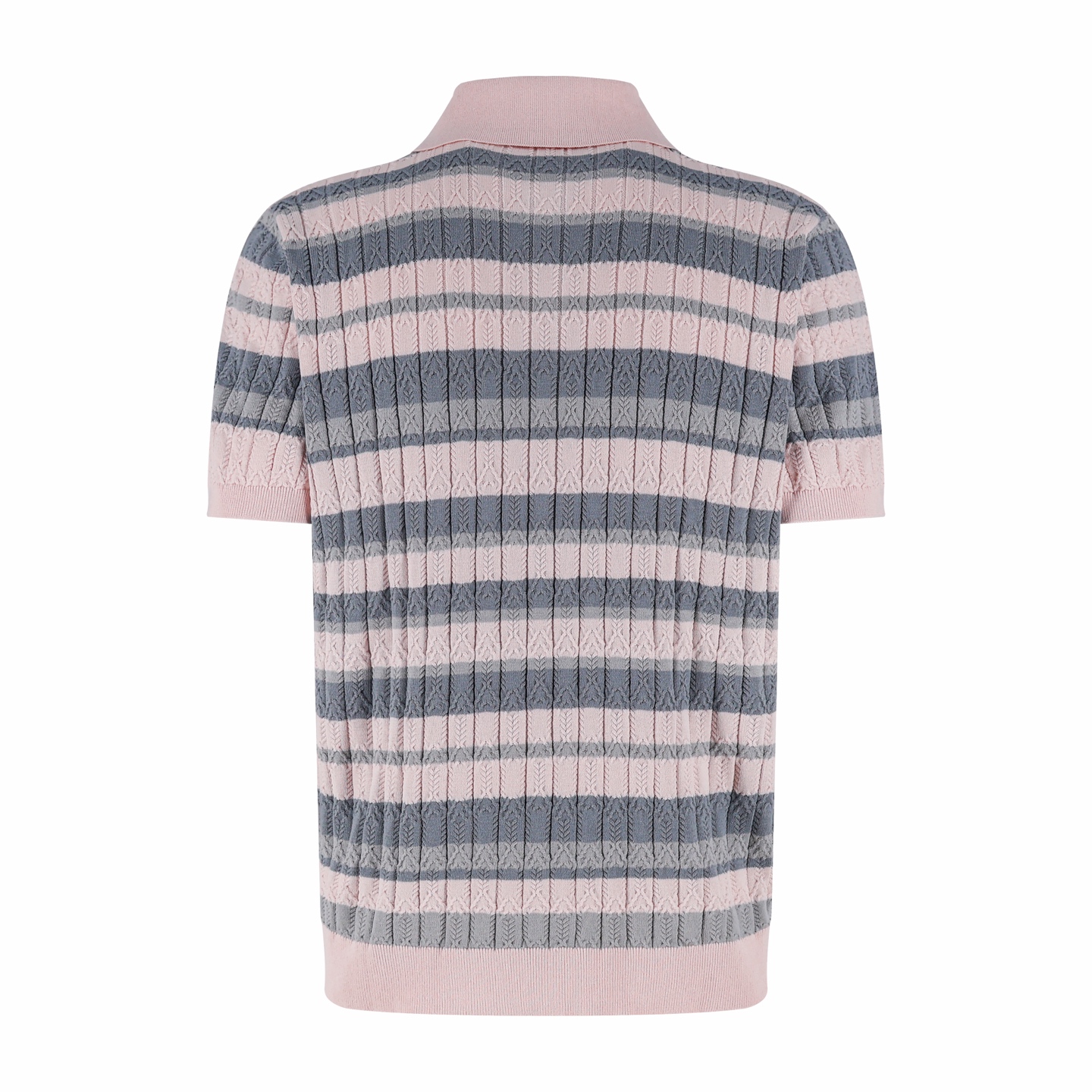 LOUIS VUITTON 路易威登 撞色条纹针织Polo衫 针织衫 短袖 灰粉色 B0 