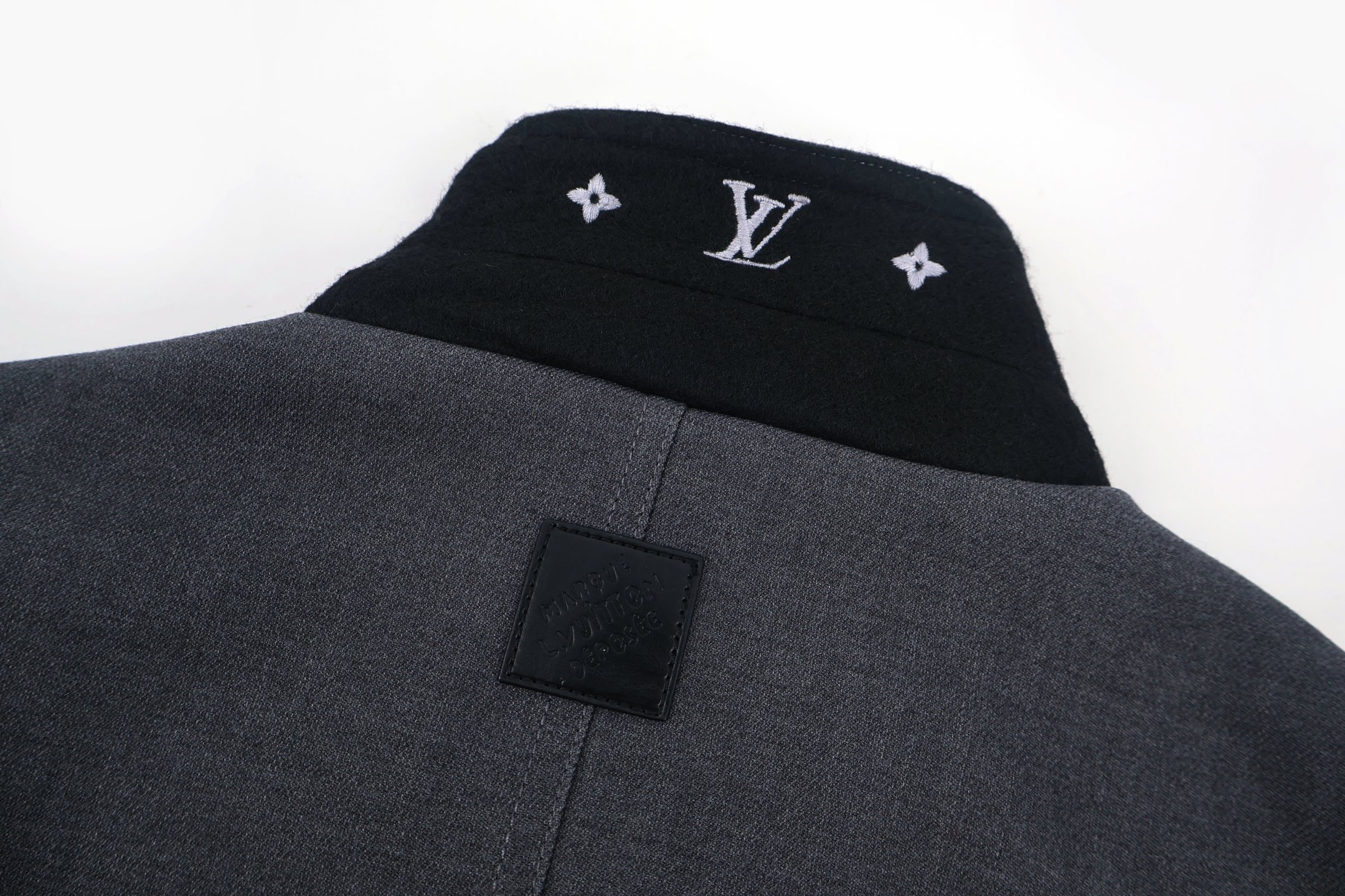 LOUIS VUITTON 路易威登 珍珠花链条西装外套 夹克 长袖 灰色 C0 